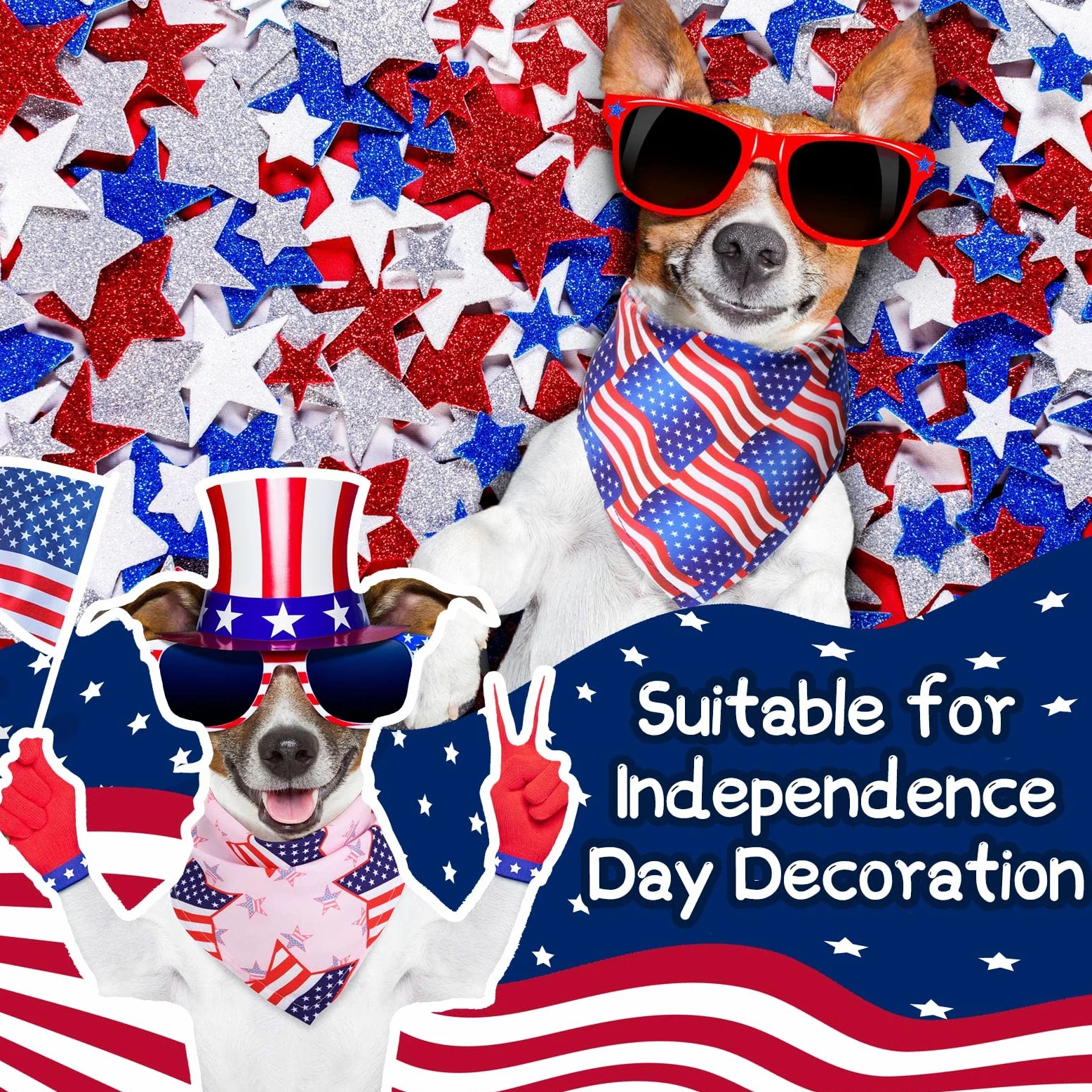 Sumind Lot de 50 bandanas patriotiques pour chien en vrac - Bandanas triangulaires doux avec motifs de jour de l'indépendance pour le jour de l'indépendance - Accessoires de décoration