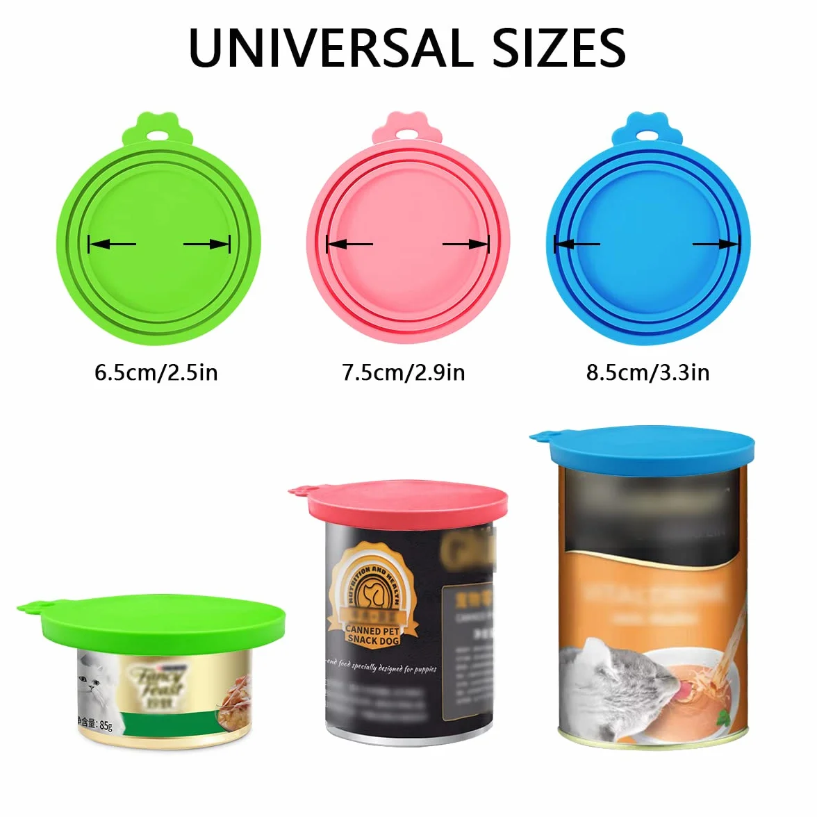 4 Pièces Couvercles Silicone de Conserve, Universels en Silicone Couvercles de Boîtes pour Aliments pour Chats et Chiens 3 en 1 Couvercle Boite Conserve Chat avec 2 Cuillères
