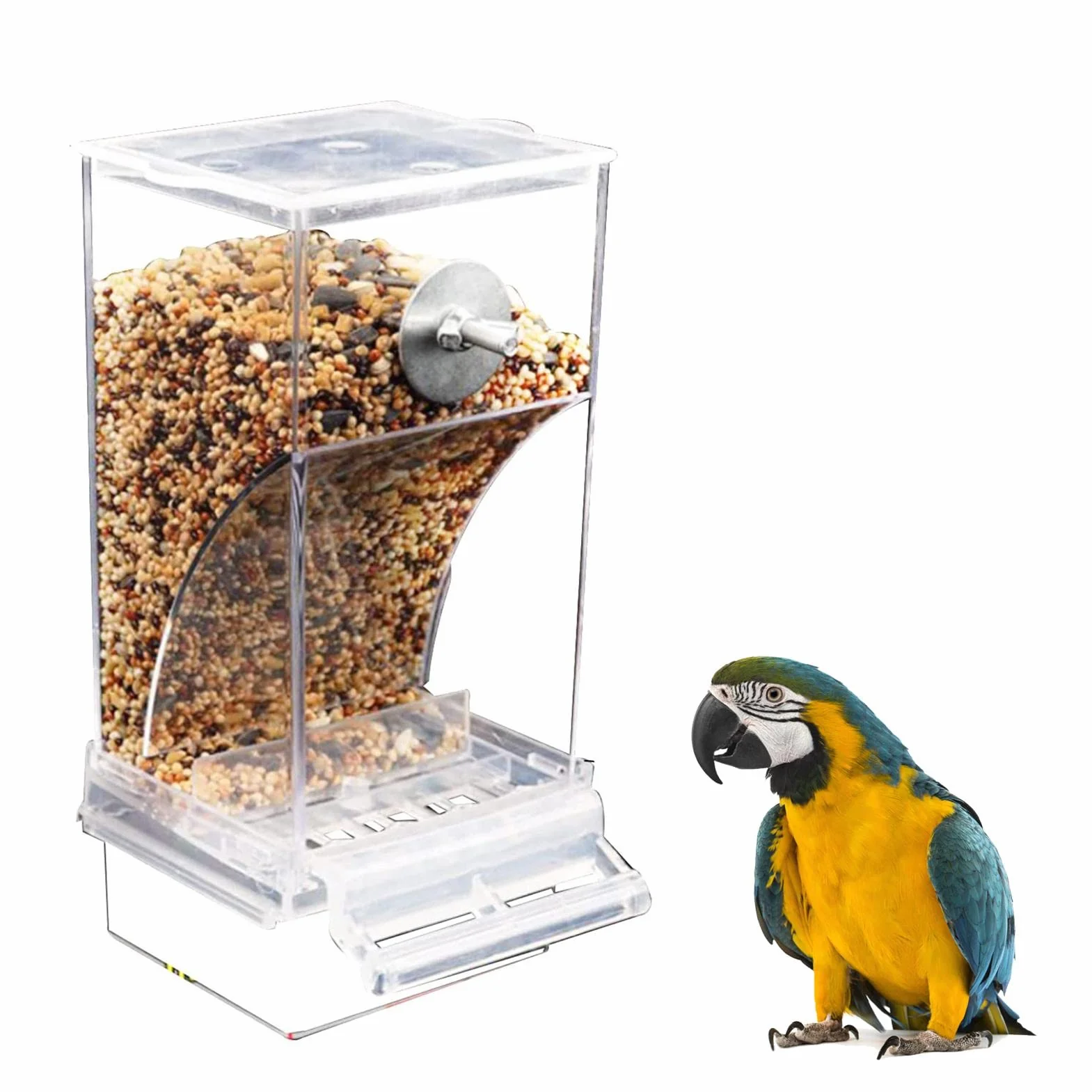 Mangeoire Automatique pour Oiseaux en Acrylique 2 Pièces sans Désordre pour Perruches Canaris Calopsittes
