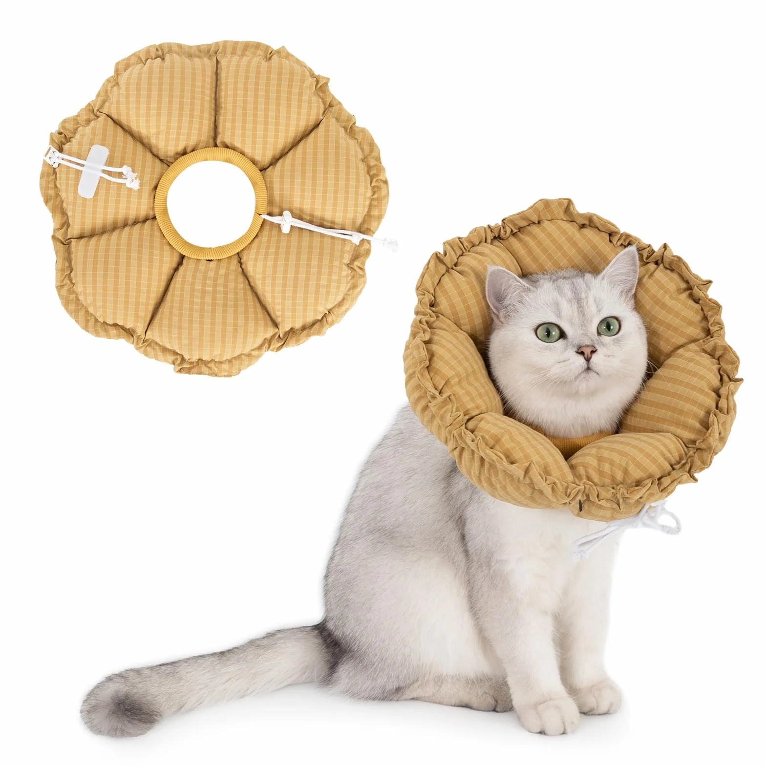 Collerette pour chat réglable douce après chirurgie taille M jaune