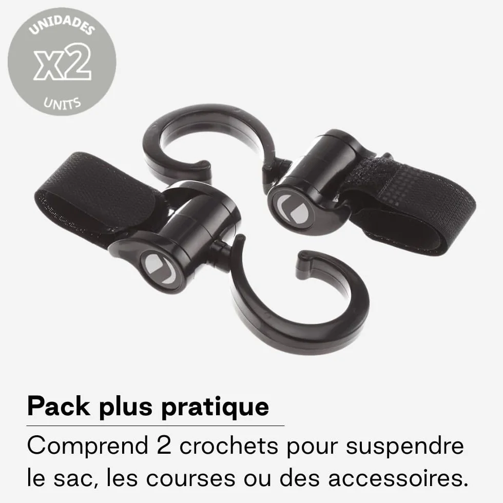 Jané Crochets Universels pour Poussette Lot de 2 Noir
