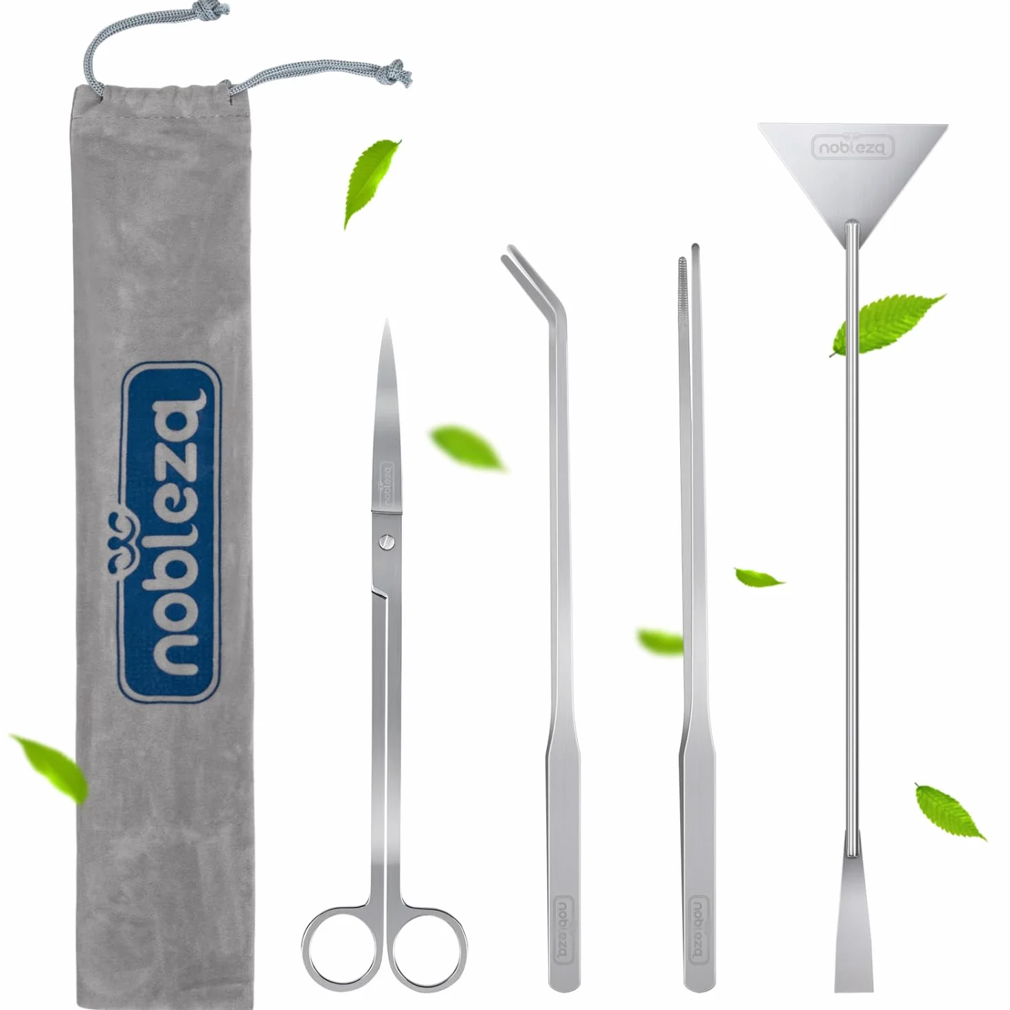 Nobleza 4-en-1 Aquarium Aquascaping Kit Débutant, Outils en Acier Inoxydable, Ciseaux Pinces Spatule