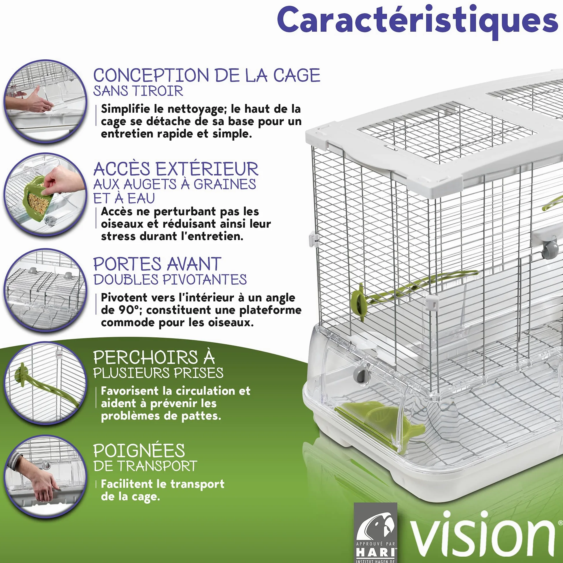 Vision Cage M01 pour les Oiseaux 61x38x52 cm