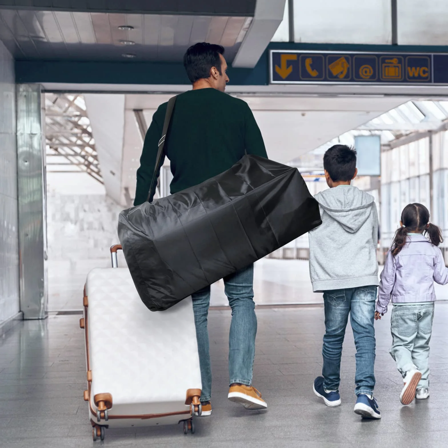 LIHAO Sac de Transport Universel pour Poussette, Housse Bébé Landau avec Bandoulière, Sac de Voyage Résistant Portable Avion Train
