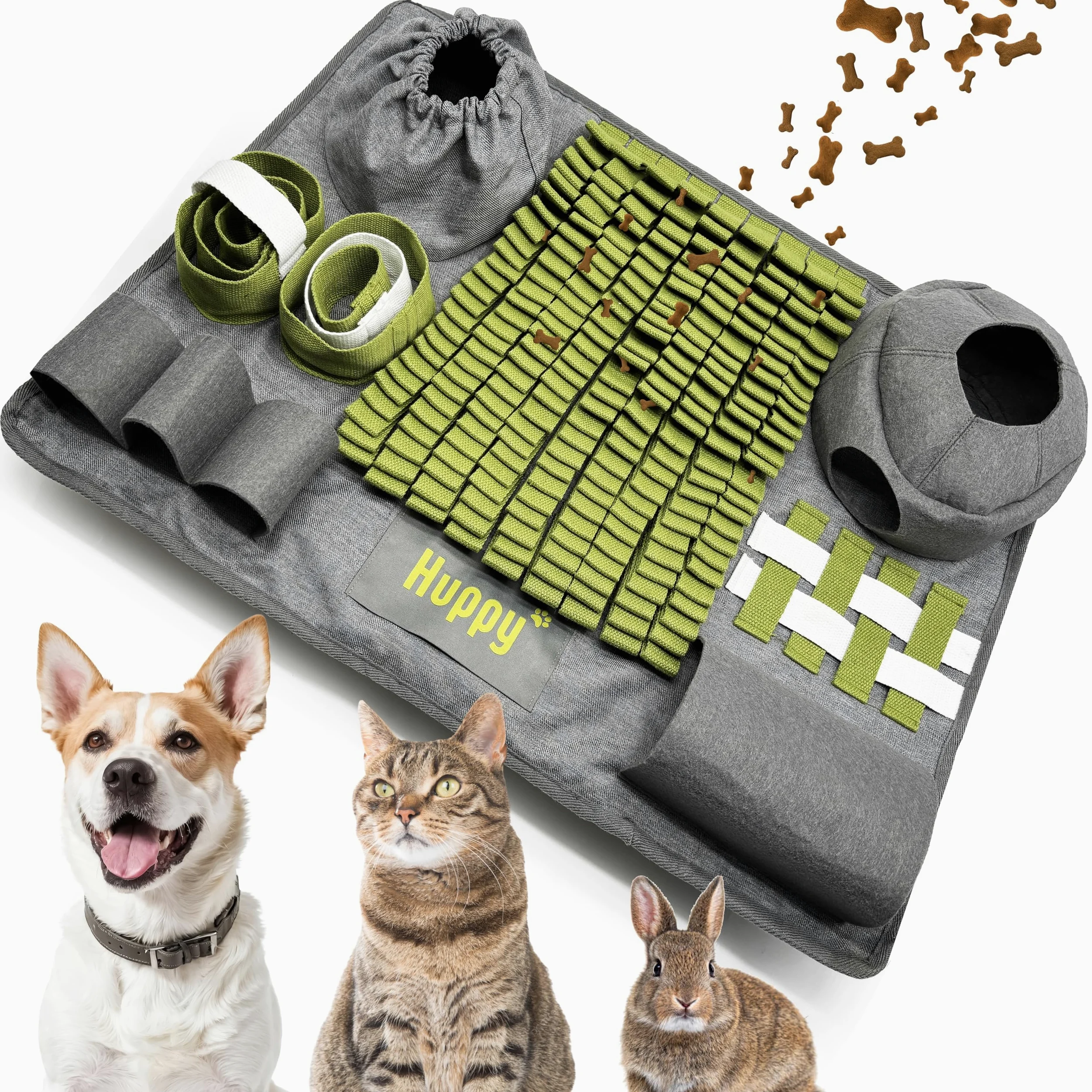 Huppy Tapis de Fouille Chien, Chat – Tapis à Renifler en Tissu Renforcé – Snuffle Mat – Gamelle Anti Glouton, Léchage – Jouet d’Occupation Chiot, Puzzle Alimentation