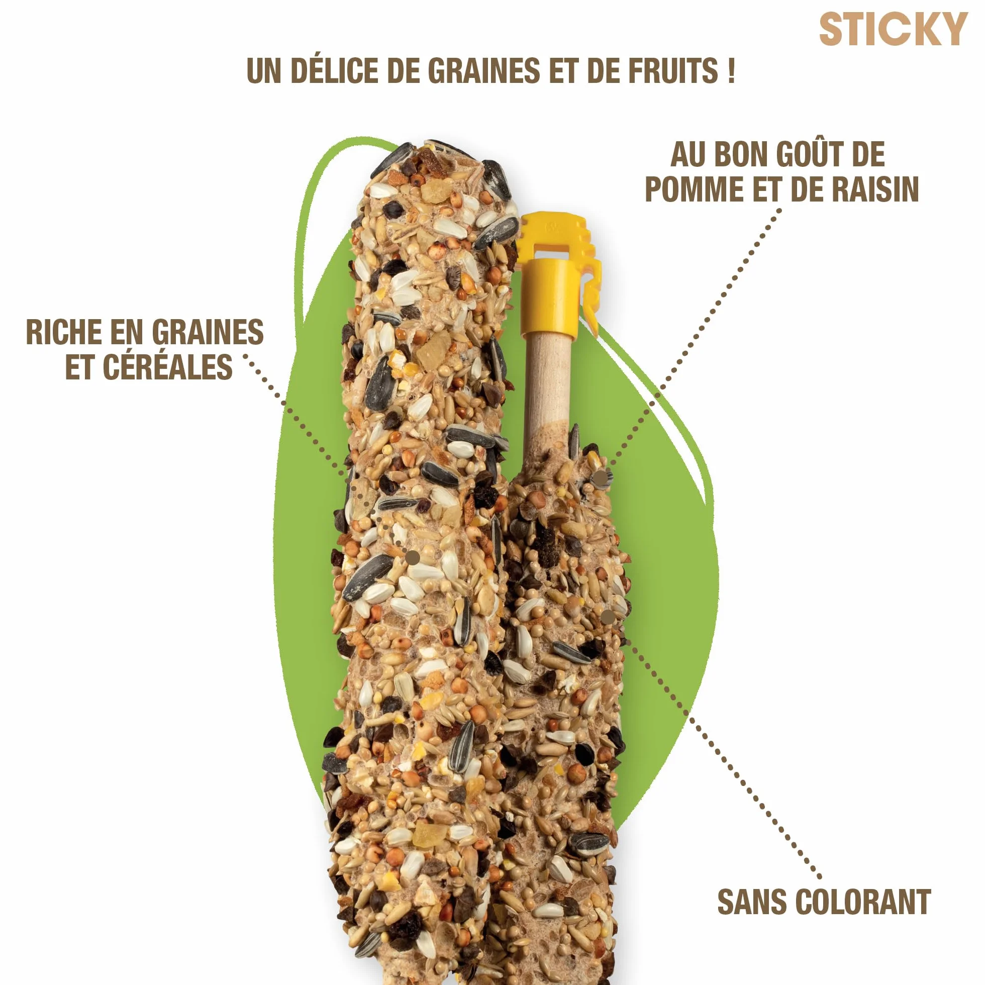 RIGA Barres De Sticky Aux Fruits Nourriture Pour Grandes Perruches Baguettes Graines Cuites Au Four Pommes Et Raisins x 2