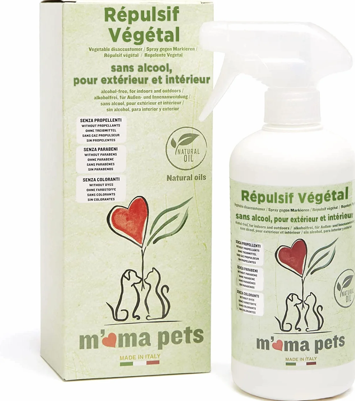 Mama Pets Répulsif pour Chiens et Chats 500ml Spray Anti-Urine Intérieur Extérieur