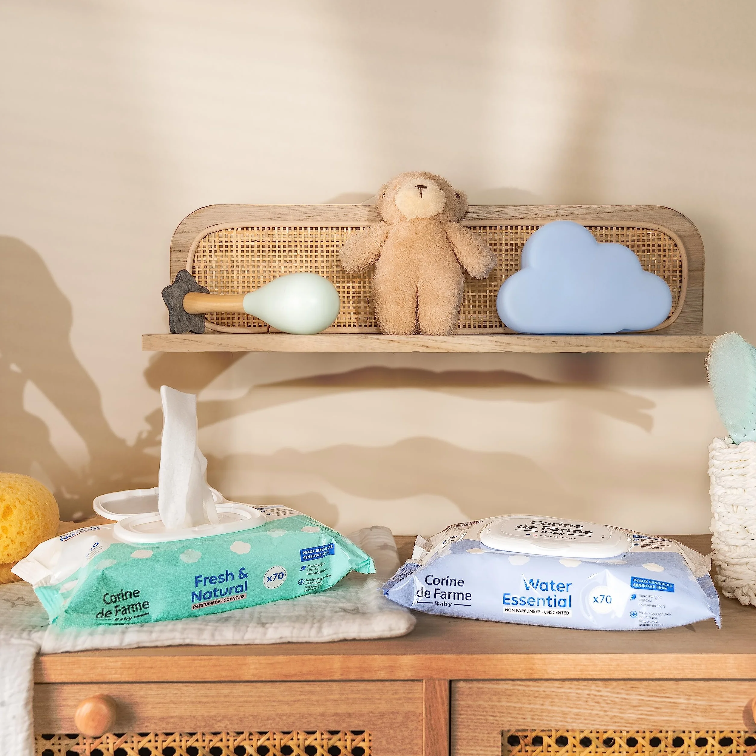Corine de Farme Lingettes Bébé Nettoyantes Change Water Essential x70 99% Eau Purifiée