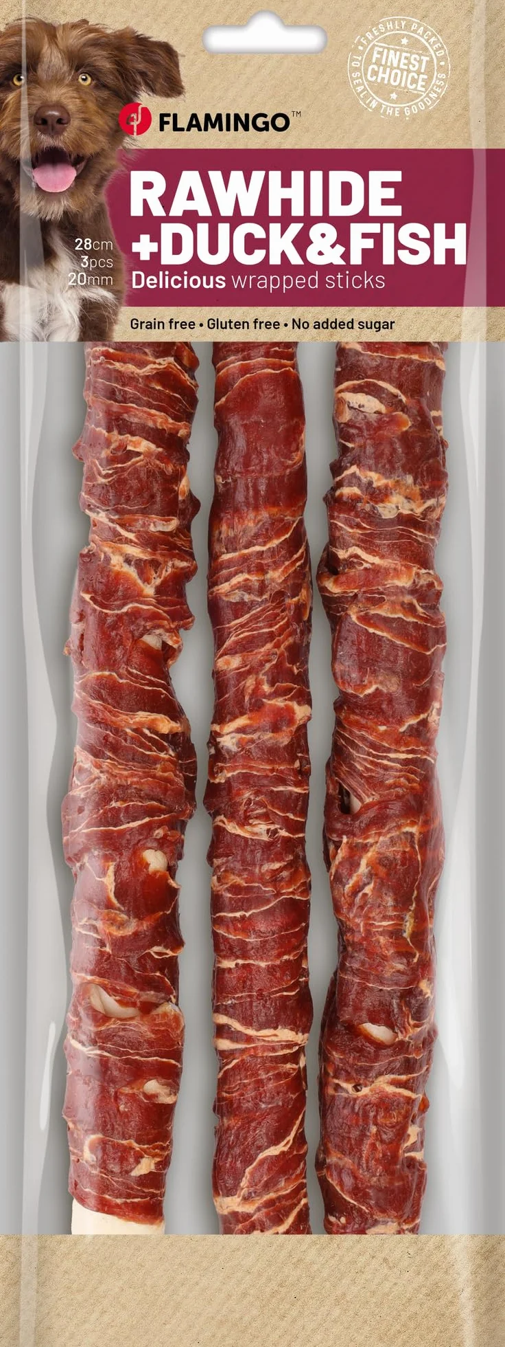 Friandises pour Chien R'Hide bâtonnets Canard & cabillaud 28 cm Ø 2 cm 3 pcs 280 g sans Gluten sans céréales