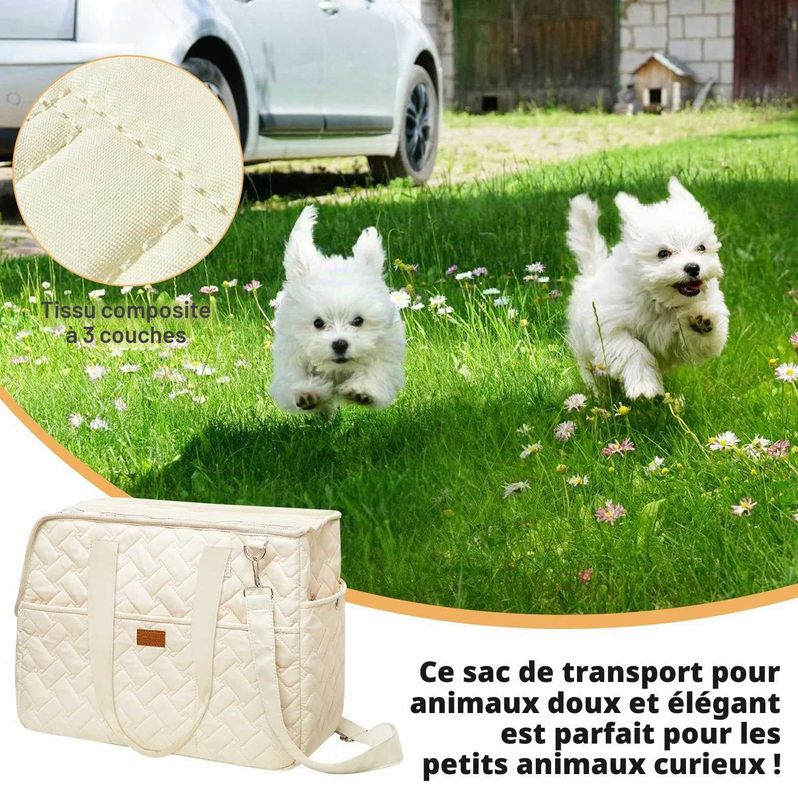 Sac de transport pour chiens jusqu'à 5 kg – Sac de transport pour petits chiens et chats, pliable, respirant, avec ceinture de sécurité, poches, sac de transport, idéal pour l'extérieur, les voyages