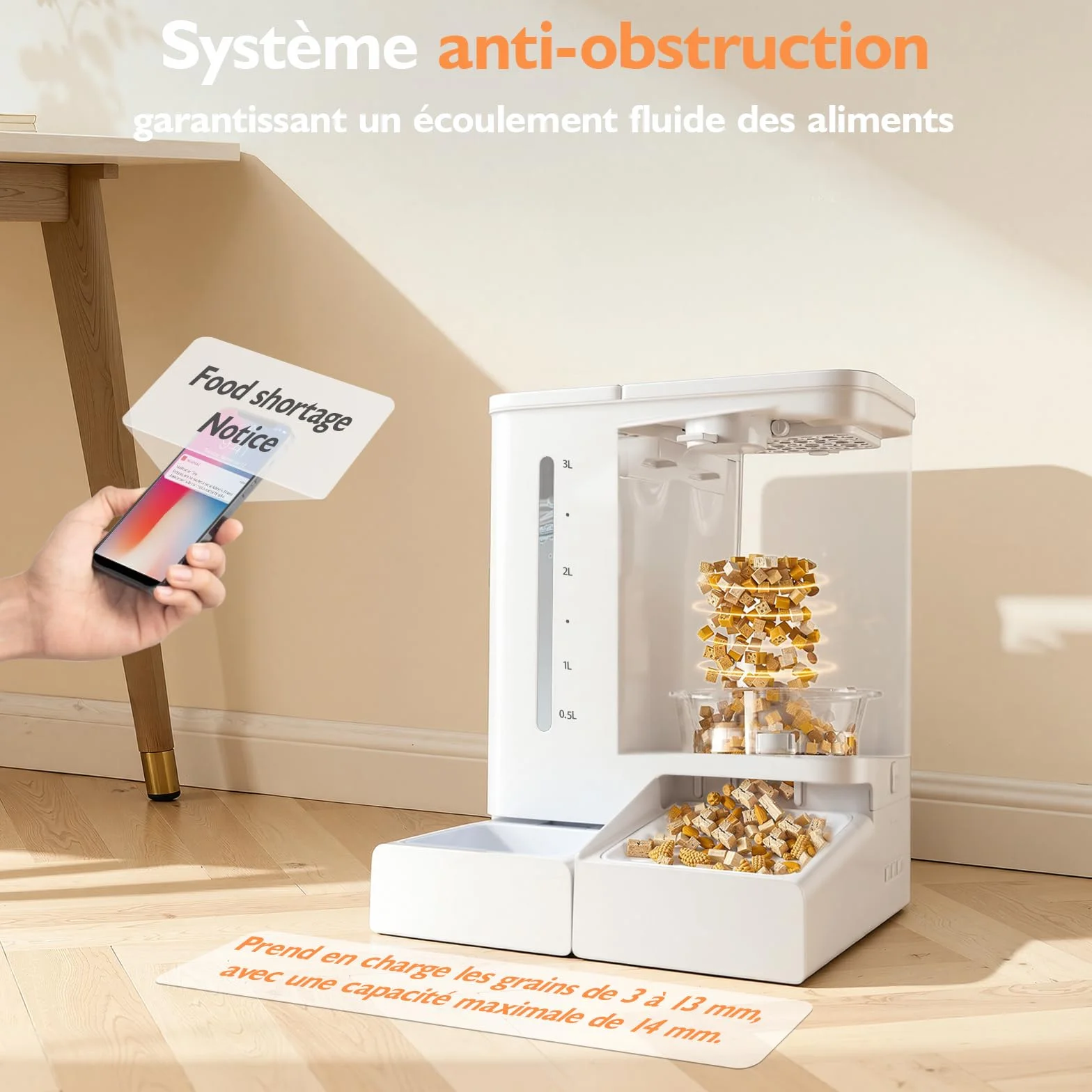 Distributeur Croquettes Chat Automatique avec Caméra 2K HD Vision Nocturne WiFi 2.4G/5G Contrôle App Double Alimentation Réservoir 5L 4L