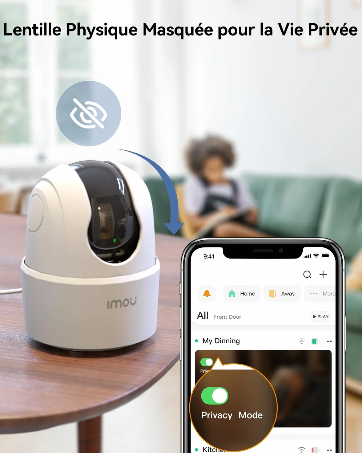 Imou 2K 3MP Caméra Surveillance WiFi Intérieure 360° Connectée Smartphone Détection Humaine AI Suivi Intelligent Sirène Audio Bidirectionnel Compatible Alexa