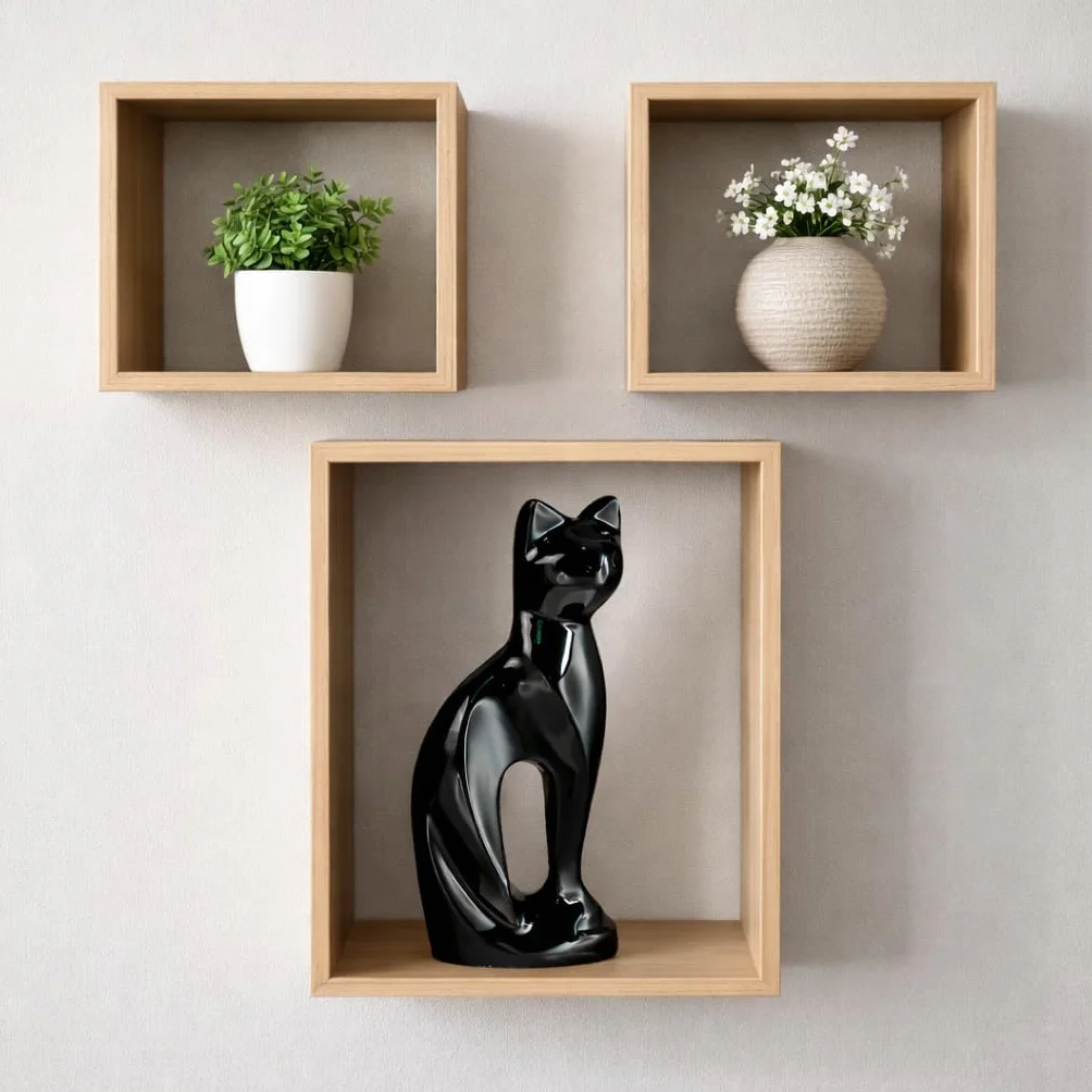 Urn for Ashes Cat Figurine Pet Memorial Cremation Decorative Alloy Black Cat 9"