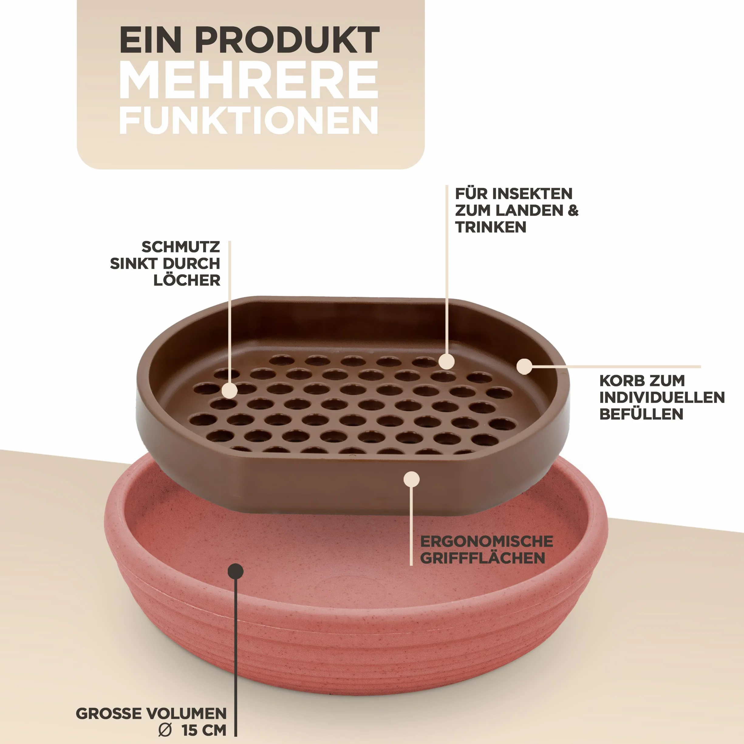 Abreuvoir à insectes pour abeilles 14 cm EasyClean plastique résistant au gel