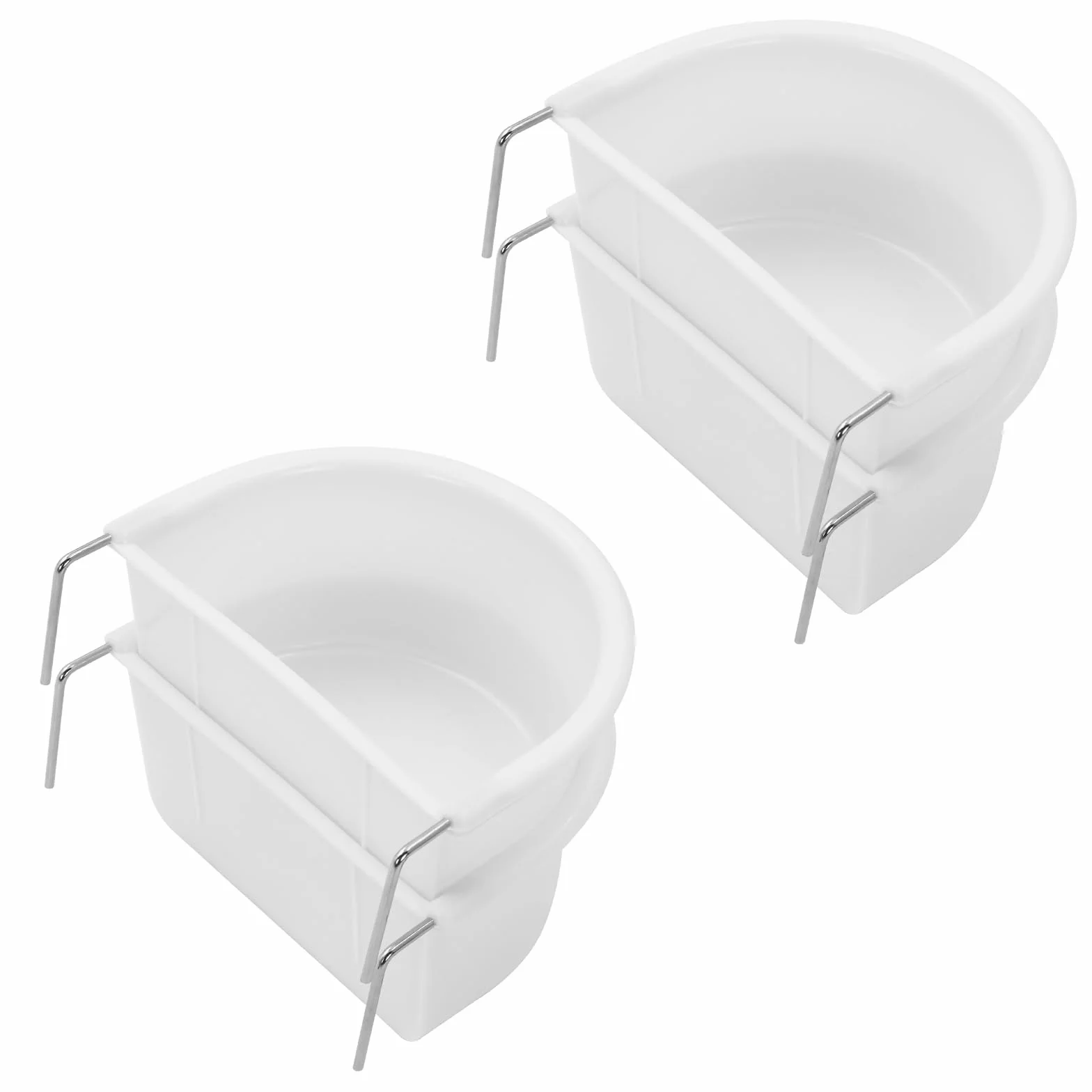 Gamelles en plastique en forme de D avec crochet pour perroquet, perruche, calopsitte - Lot de 4