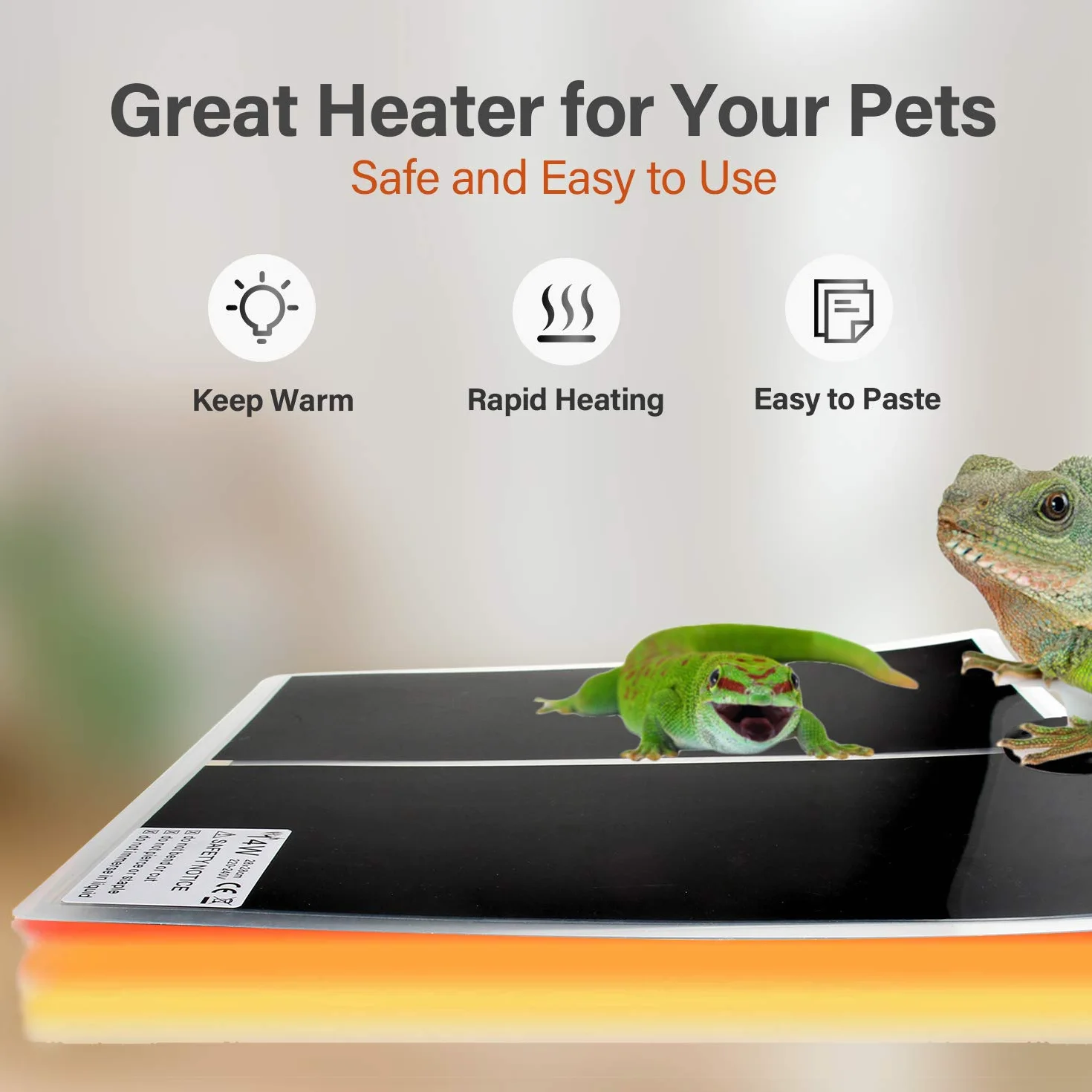 Tapis Chauffant pour Terrarium 2 pièces Imperméable avec Contrôleur de Température pour Reptiles Lézards Geckos Serpents Tortues Araignées 5W