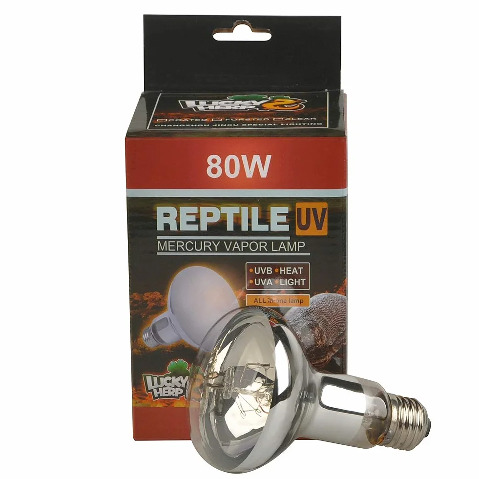 Lucky Herp Ampoule à vapeur de mercure UVA UVB 80W E27 R80 pour reptiles