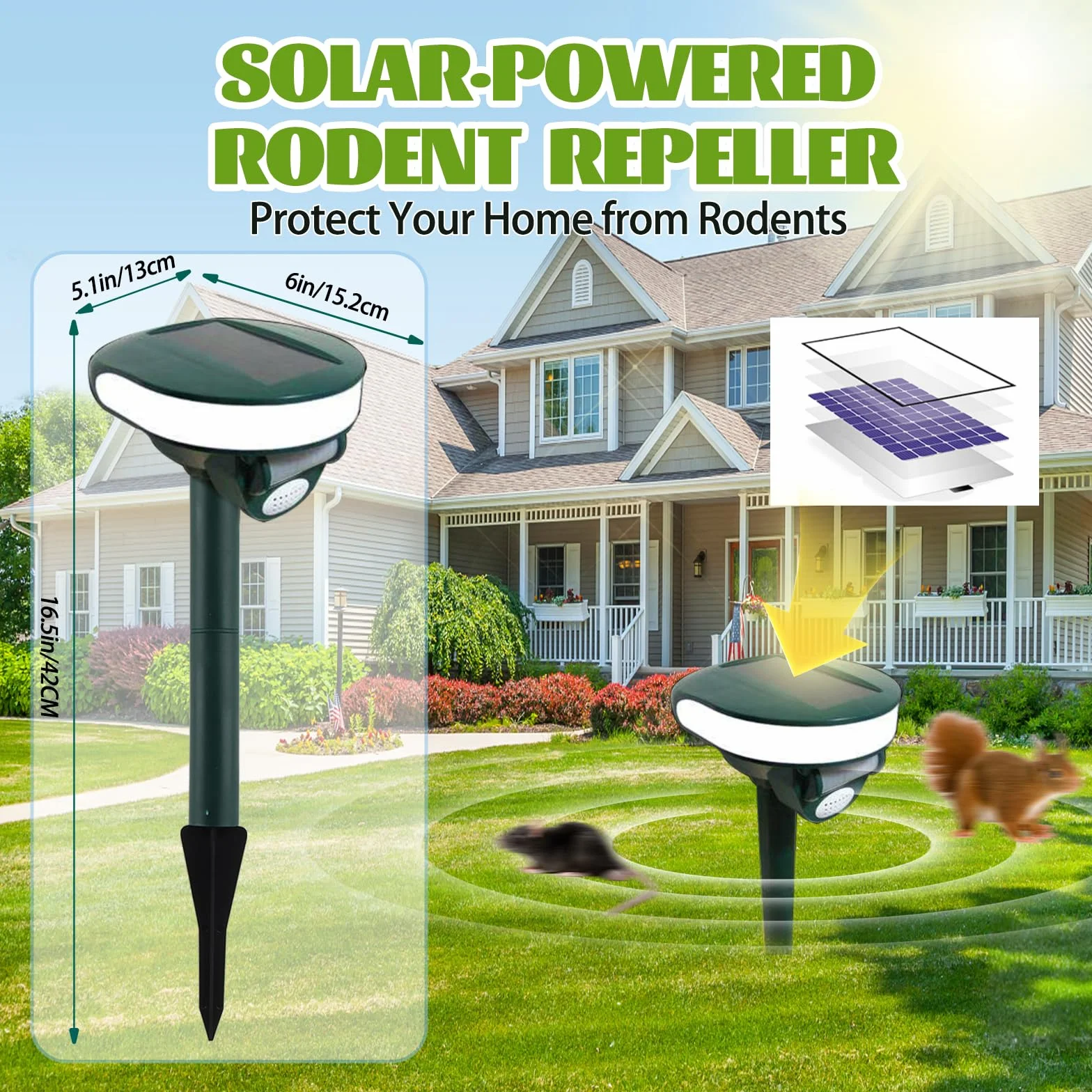 Répulsif pour Chat Solaire Ultrasons IPX4 Anti Martres Chiens Jardin