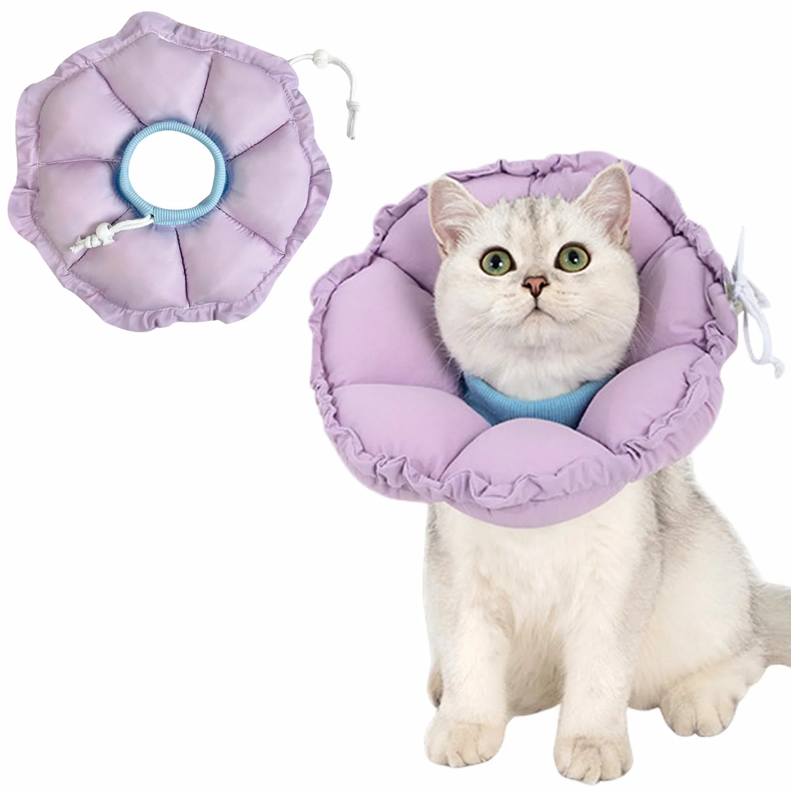 Colerette Chat Anti Léchage, Collier de Récupération Adjustable Imperméable pour Chat