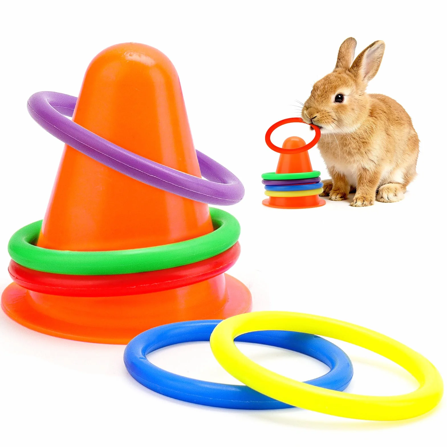 WALLFID Ensemble de 6 Pièces Jouet Lapin Maison Lapin Accessoire Lapin Orange