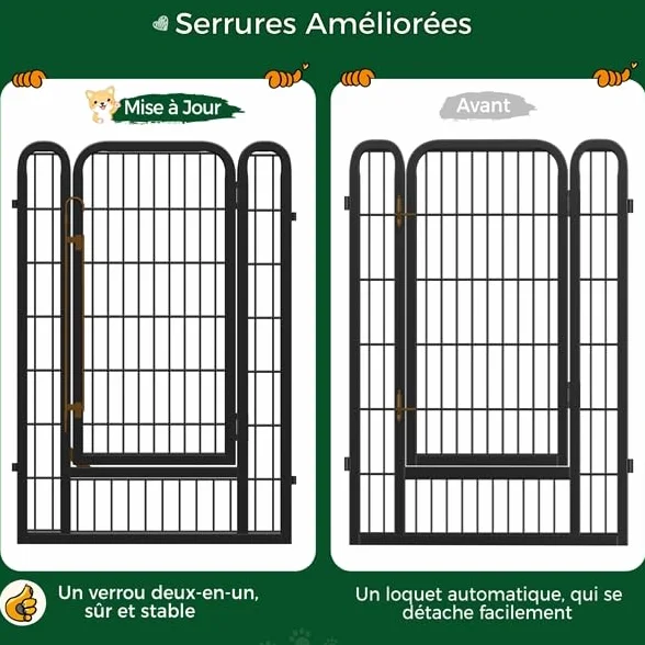 Yaheetech Parc pour Chien 8 Panneaux Enclos Métal 68 x 100 cm avec Porte