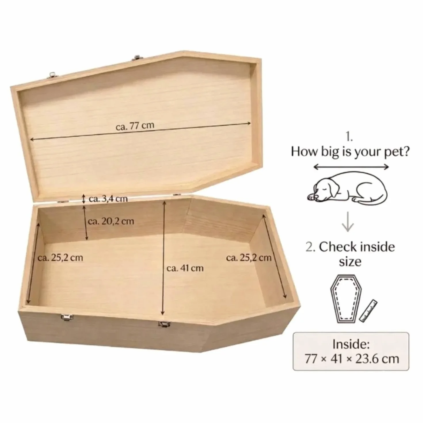 PrimoLiving Cercueil en bois naturel XXL pour grands animaux