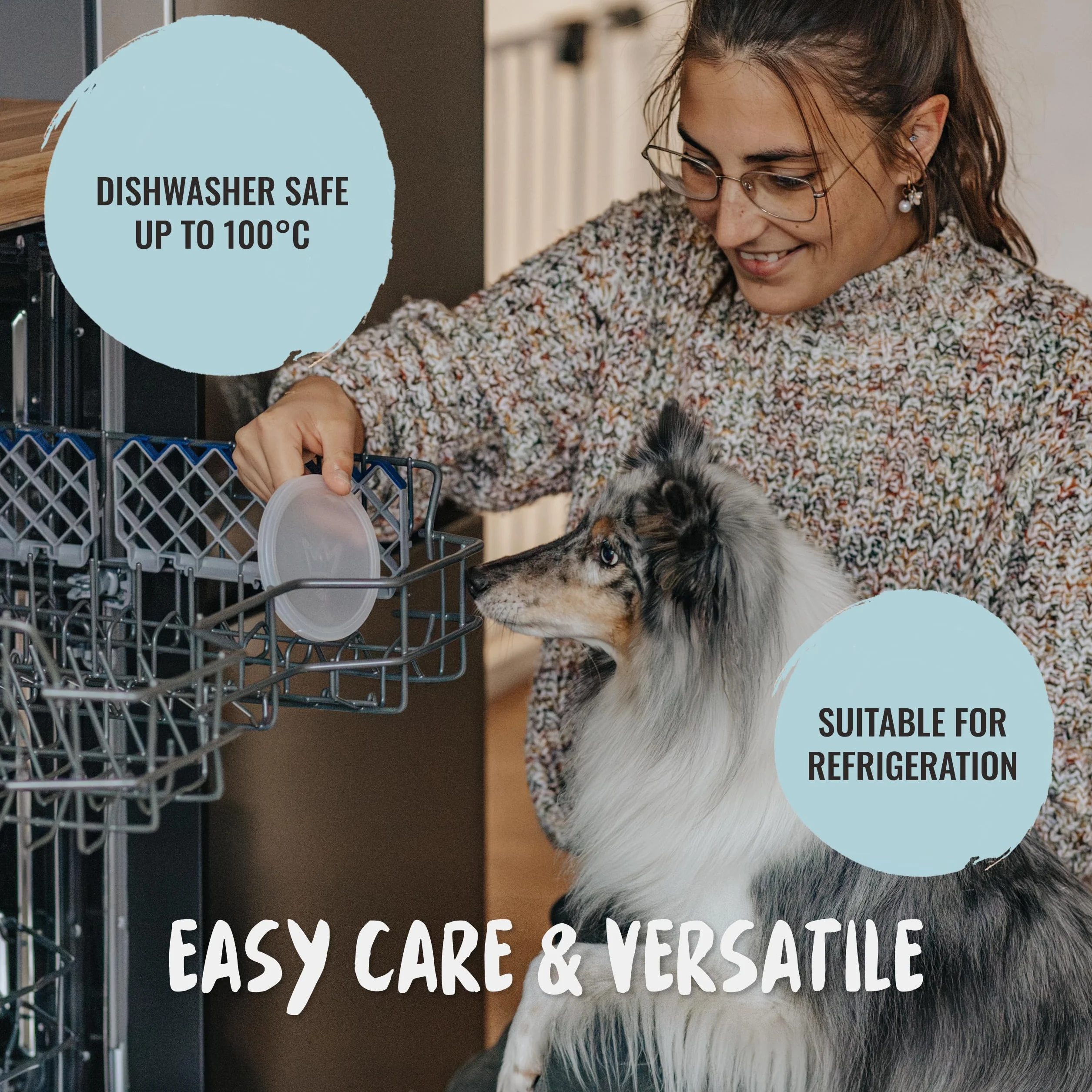 Rudelkönig Couvercle Conserve Silicone Alimentaire 3 Pièces Conservation Aliments Chiens
