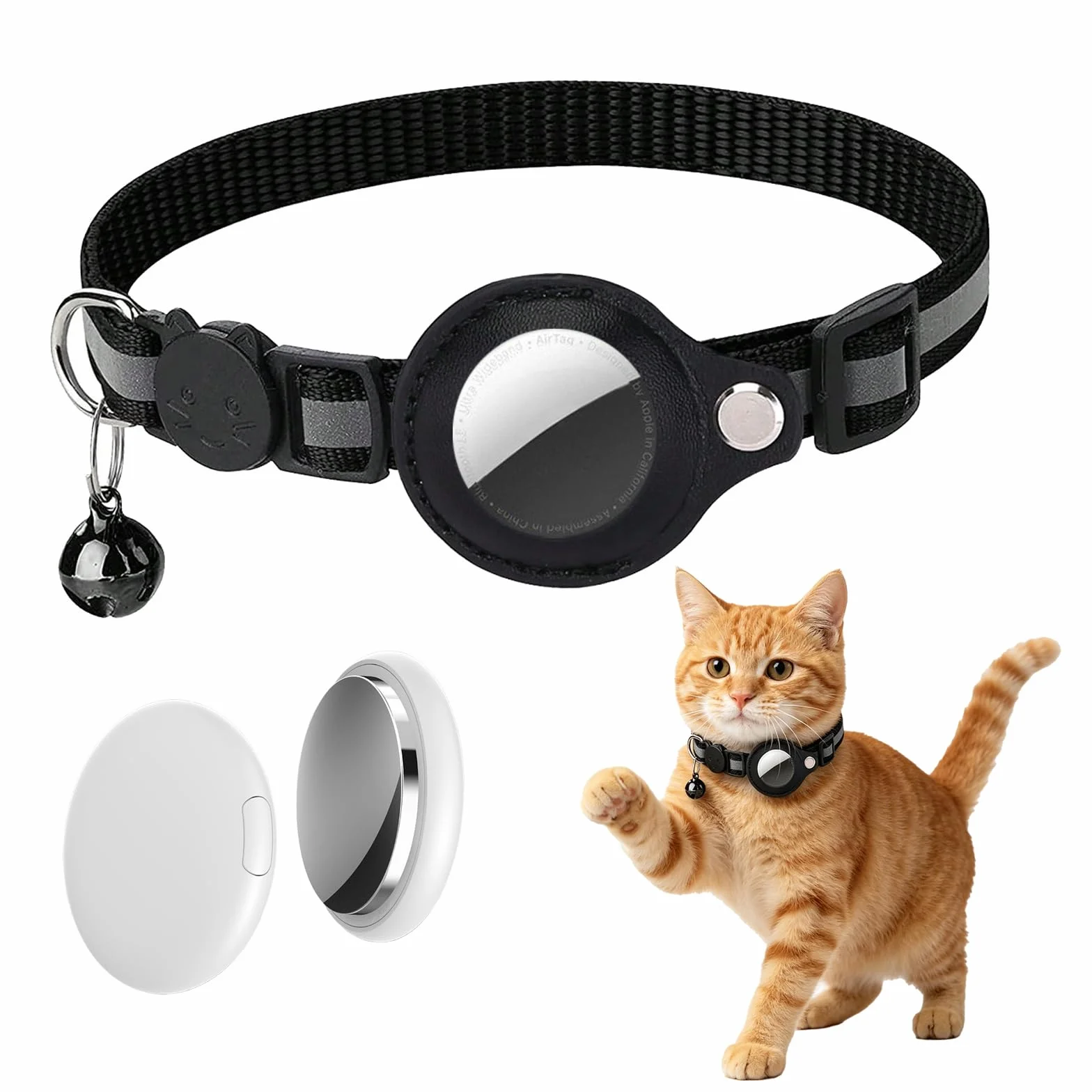 Collier GPS Chat Tracker Bluetooth Localisation sans Abonnement iOS Android Compatible Anti-Étranglement Chaton