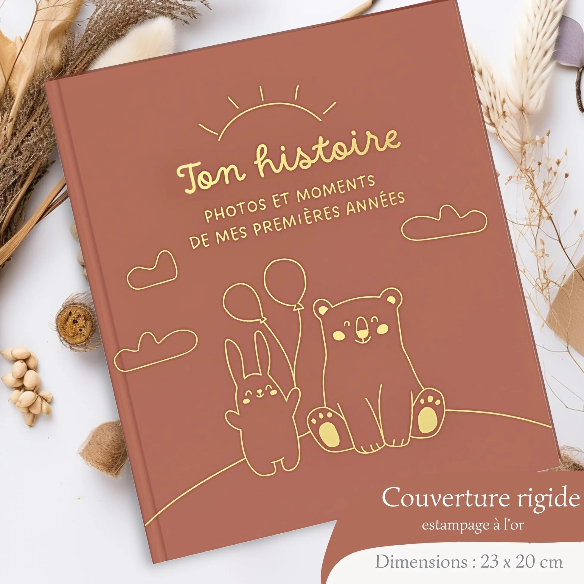 Livre de Naissance Bébé avec Photos et Autocollants, Album Première Année jusqu'à 5 Ans, Cadeau Fille et Garçon