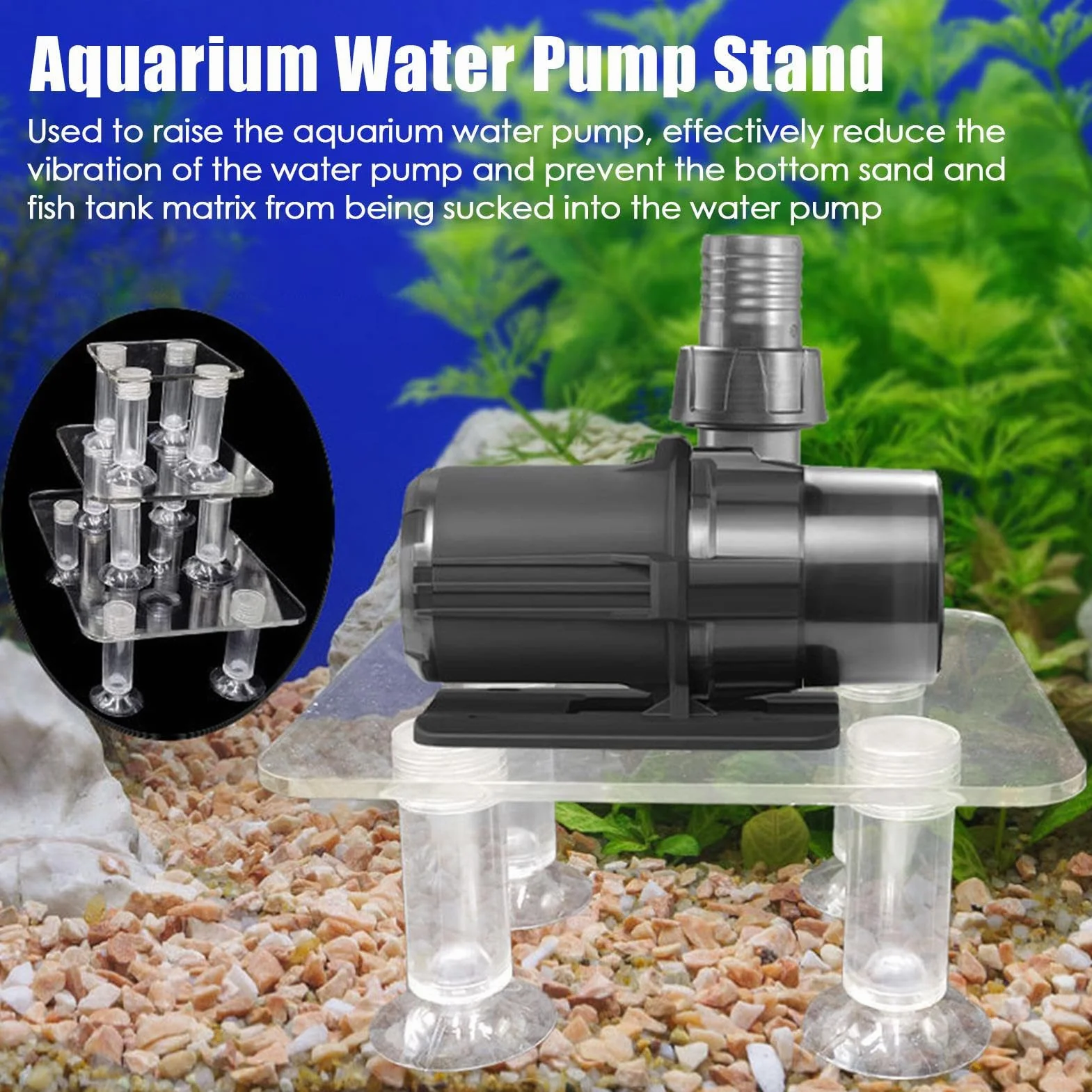 Support de pompe d'aquarium anti-vibration réglable stable