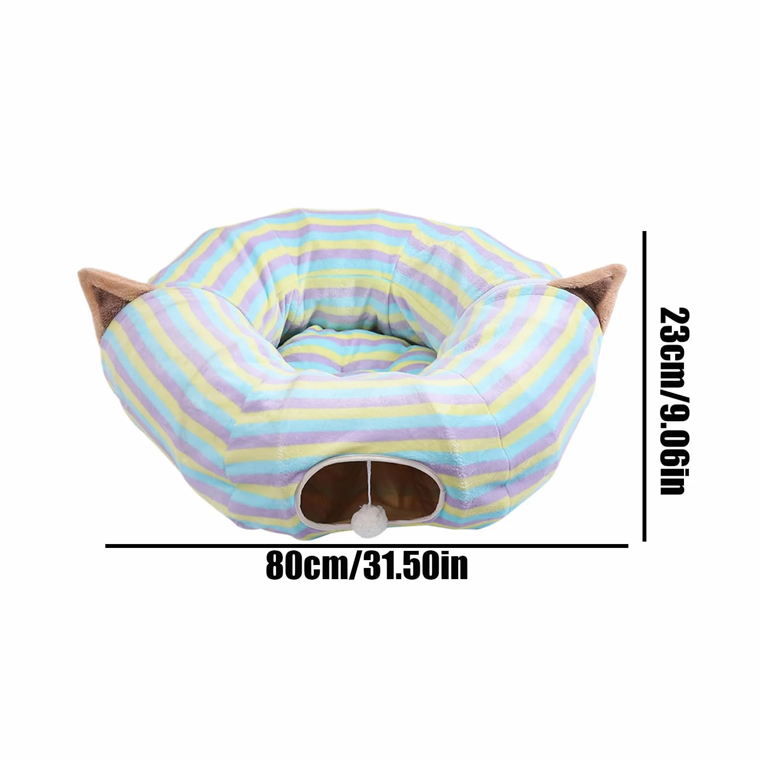 Tunnel pour Chat Grand Jouet en Forme De Maison Pliable avec Puzzle | Tube De Pour Chat À Rayures Colorées Pour Chaton, Animal De Compagnie, Anniversaire, Fête De Noël, Petits Animaux, Chasse
