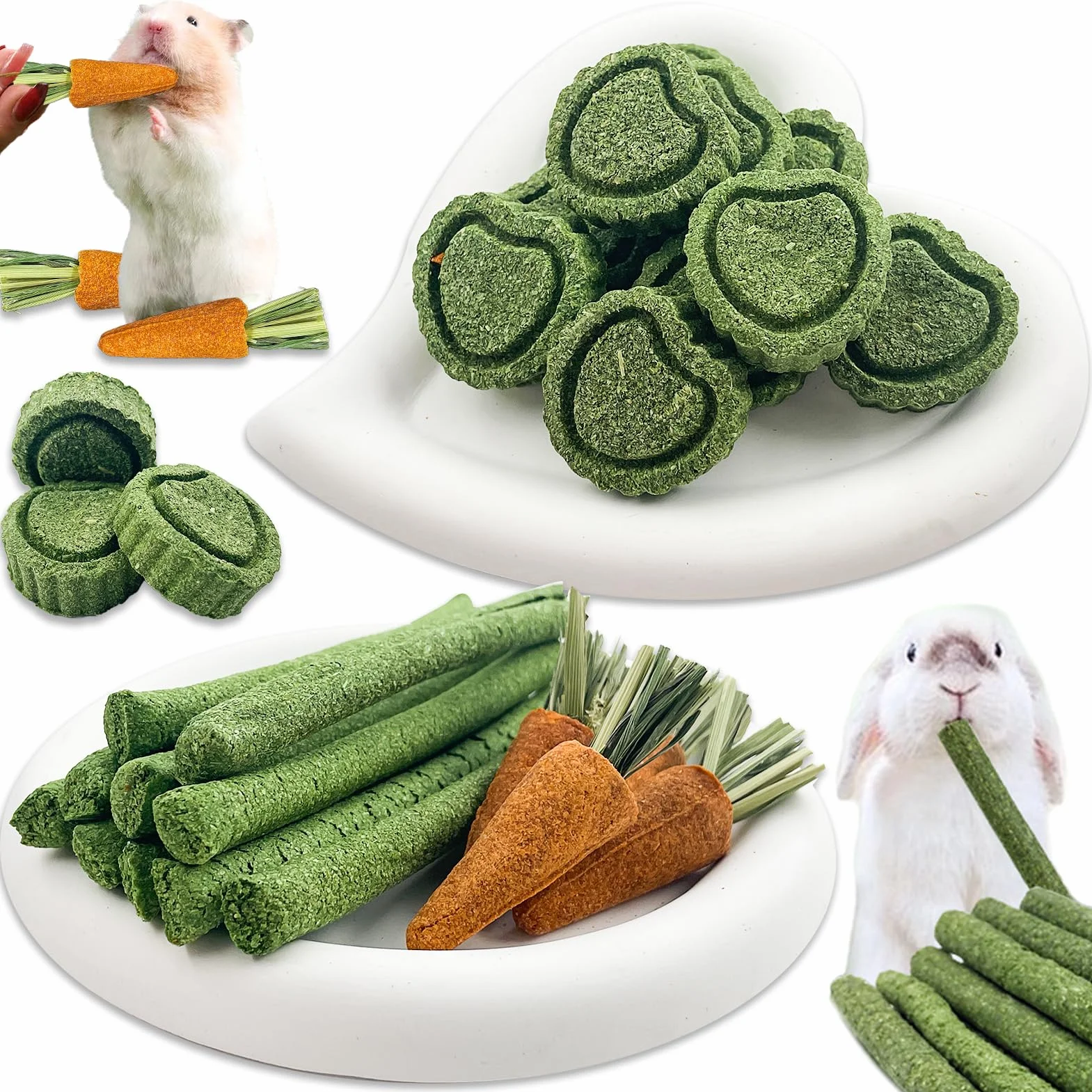 Timothy Lot de 24 bâtonnets de foin à mâcher pour lapin, cochon d'Inde, hamster, chinchilla