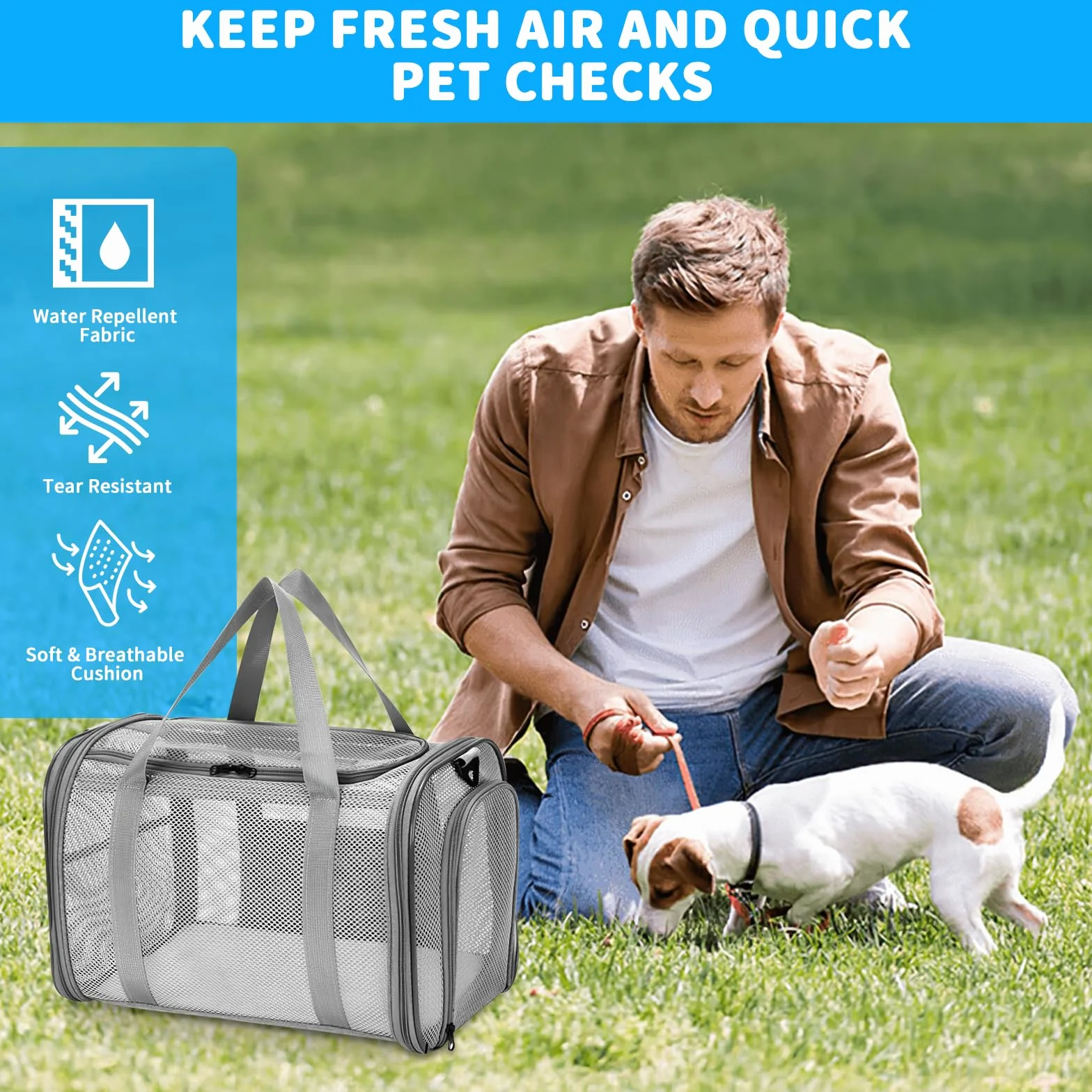 Sac de Transport Chat Chien Respirant Pliable avec Bandoulière Réglable pour Voyage Train Voiture