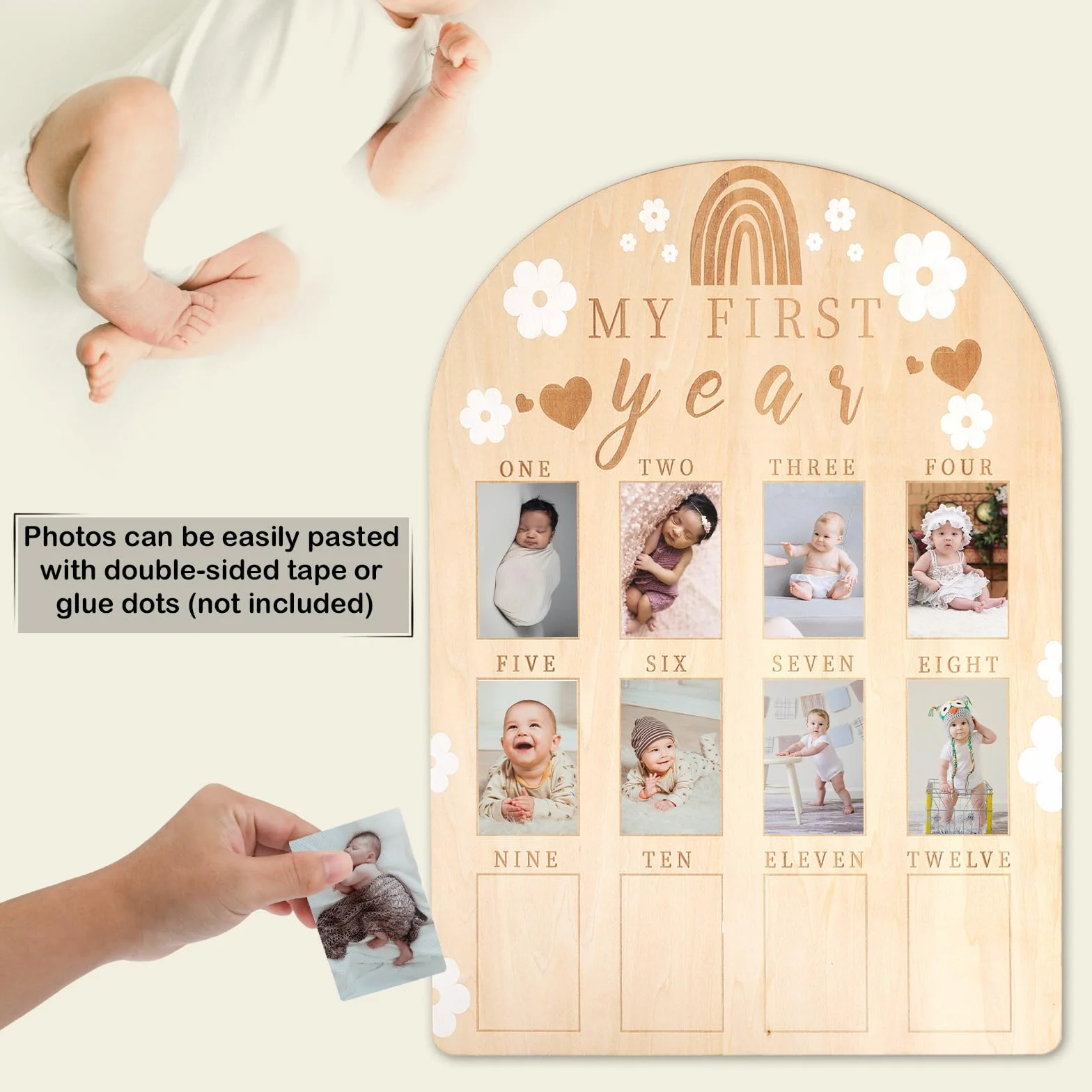 PEUTIER Cadre Photo Bébé Première Année Personnalisé Garçon Fille Anniversaire Décoration Chambre
