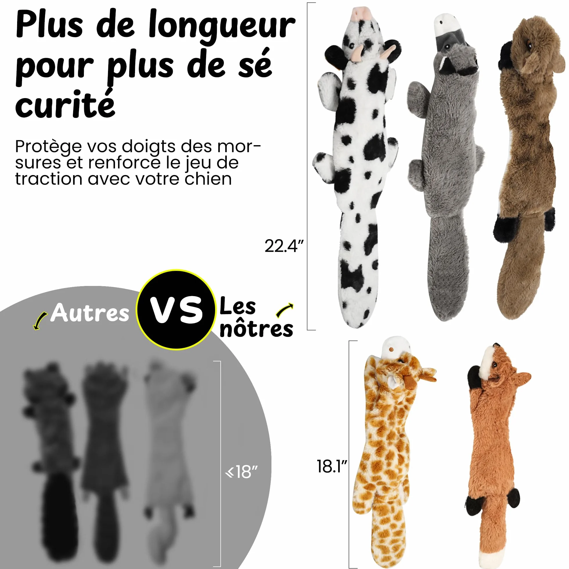 Jouet Chien Indestructible avec Couineur Lot de 2 Jouets Interactifs Renforcés Girafe Vache