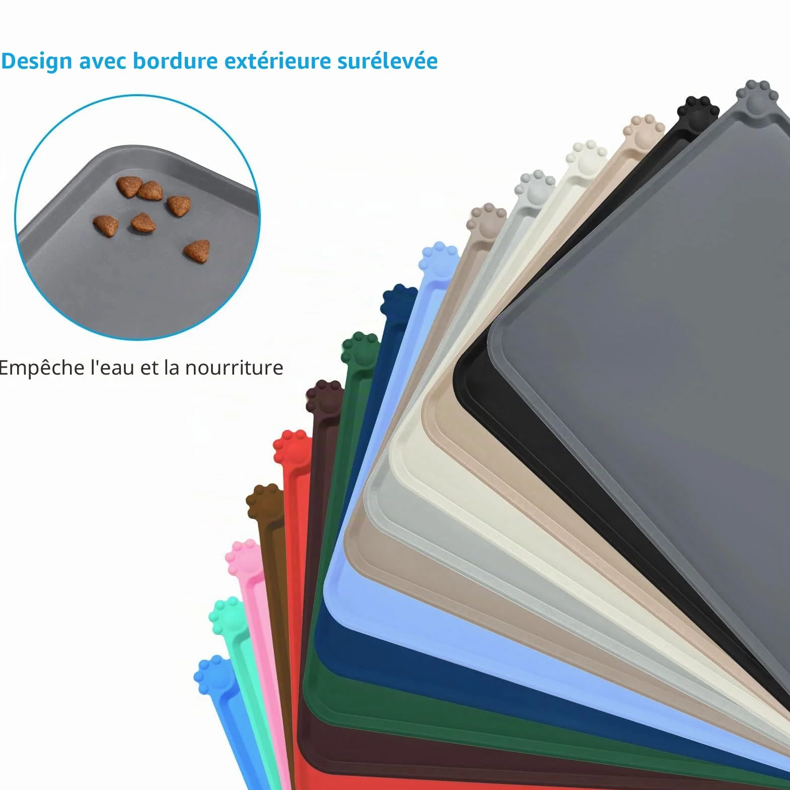 AUDWUD Tapis de nourriture pour chien chat animal de compagnie en silicone étanche , tapis de bol pour animal de compagnie antidérapant, tapis de nourriture pour animal de compagnie.