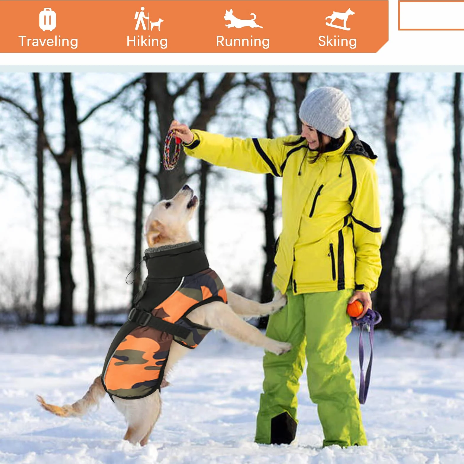 Manteau d'hiver imperméable pour chien avec doublure polaire et réflecteur ajustable