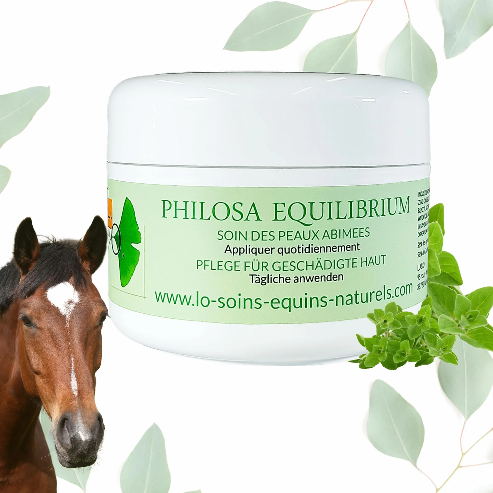 Philosa Equilibrium Soin Naturel Peaux Abimées Chevaux Calendula Tea Tree Lavande Origan Huile de Cade 250mL
