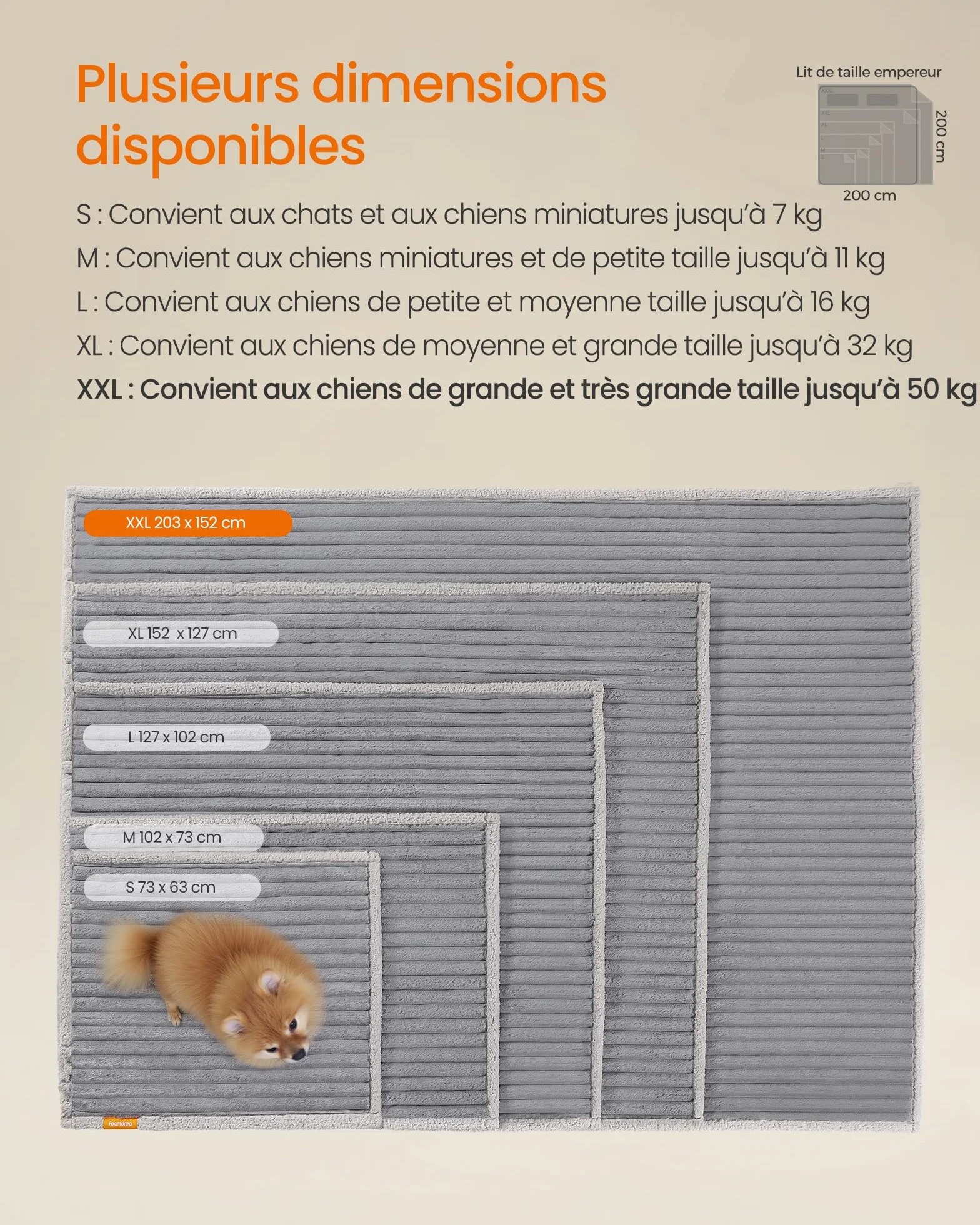 Feandrea Tapis Chien Imperméable XXL 203x152 cm Réversible Housse Canapé Lavable Gris Tourterelle Gris Clair