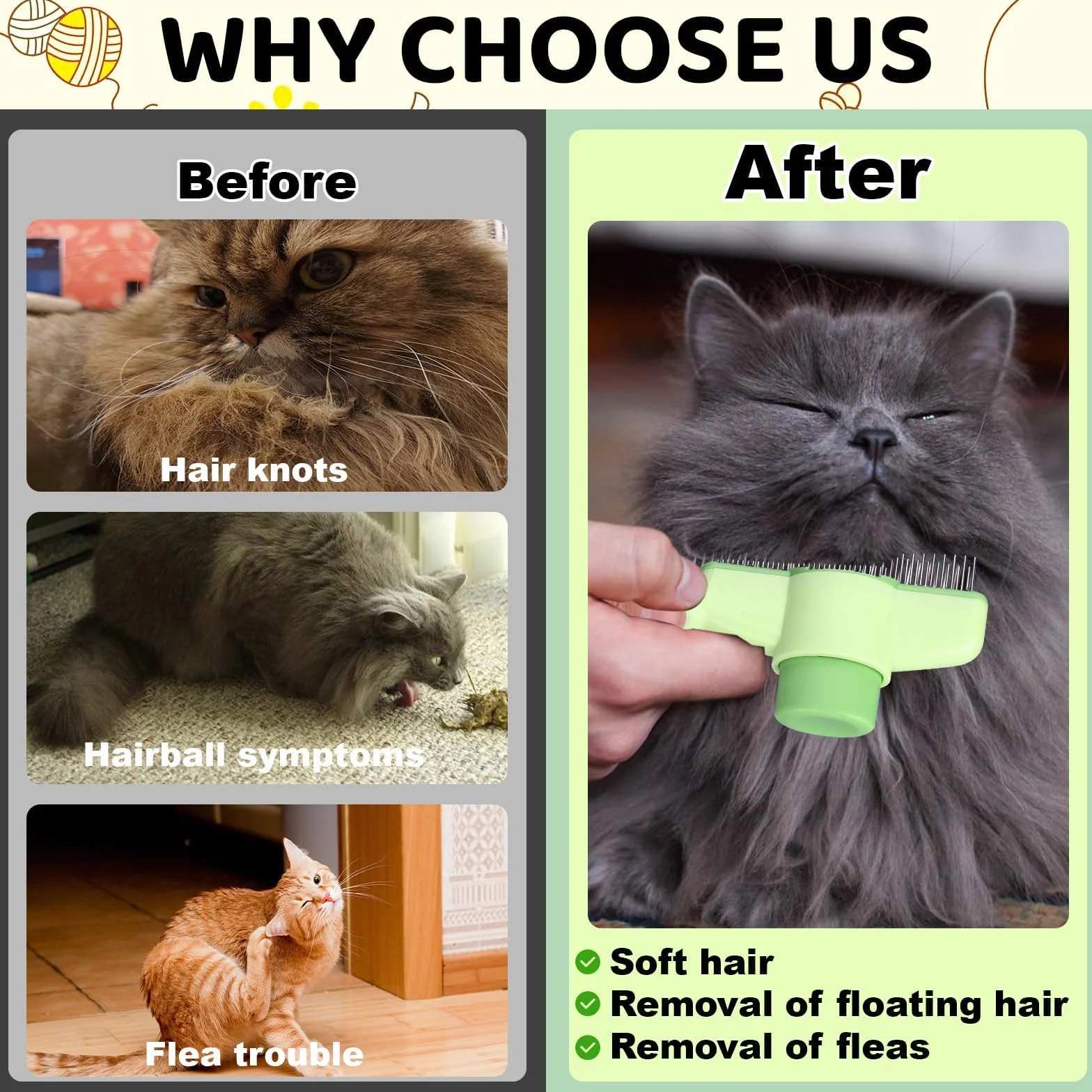 Redreo Fellblitz Brosse pour chat, peigne toilettage dents arrondies métal