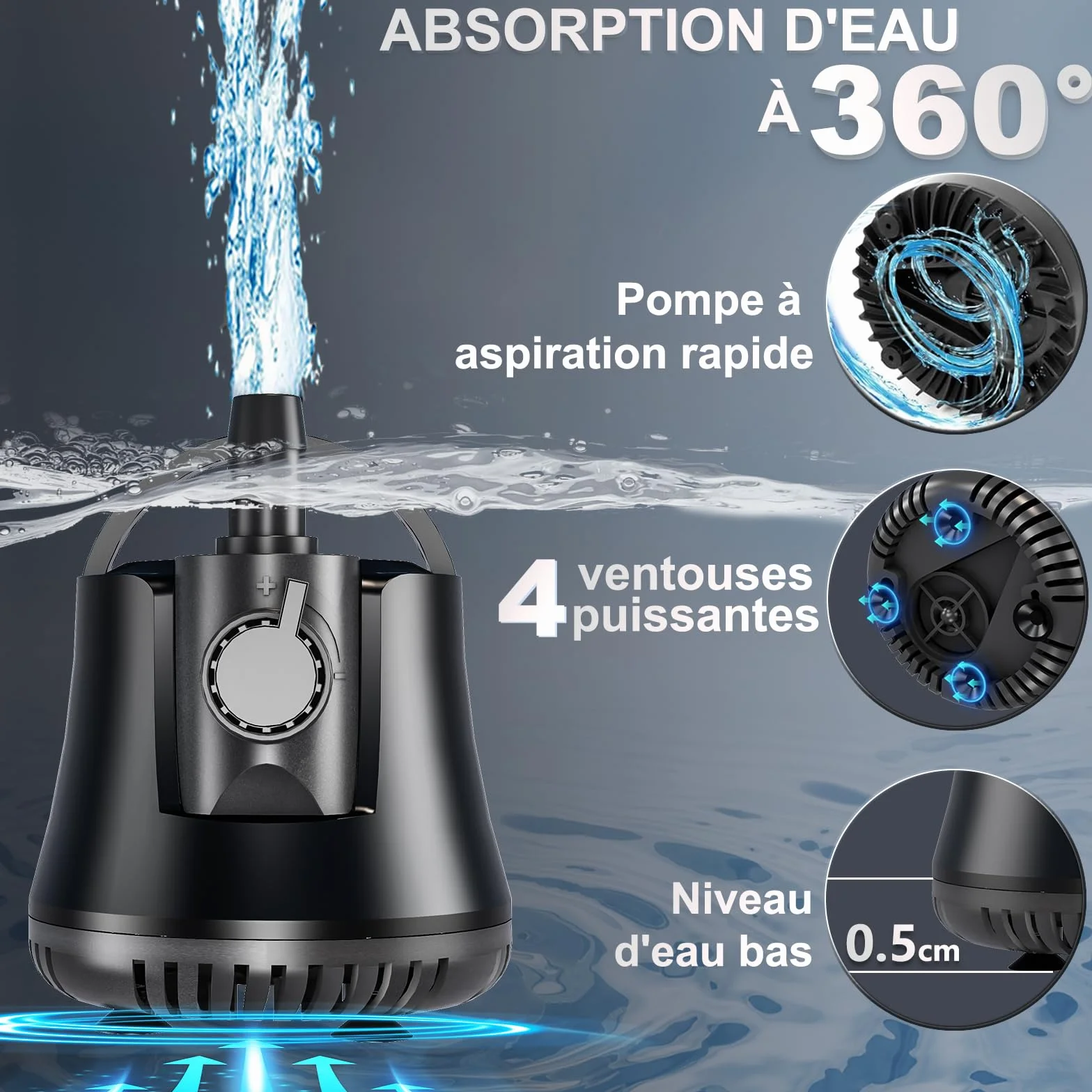 Pompe à Eau Submersible 15W 800L/H Ultra Silencieuse pour Aquarium, Étang et Fontaine avec Interrupteur Réglable