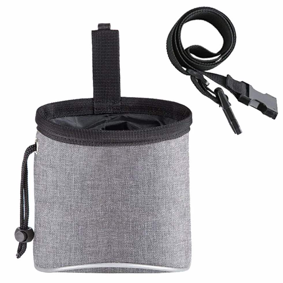 Sac d'entraînement pour Chiens avec Distributeur de Sacs à Crotte et Ceinture Ajustable Gris