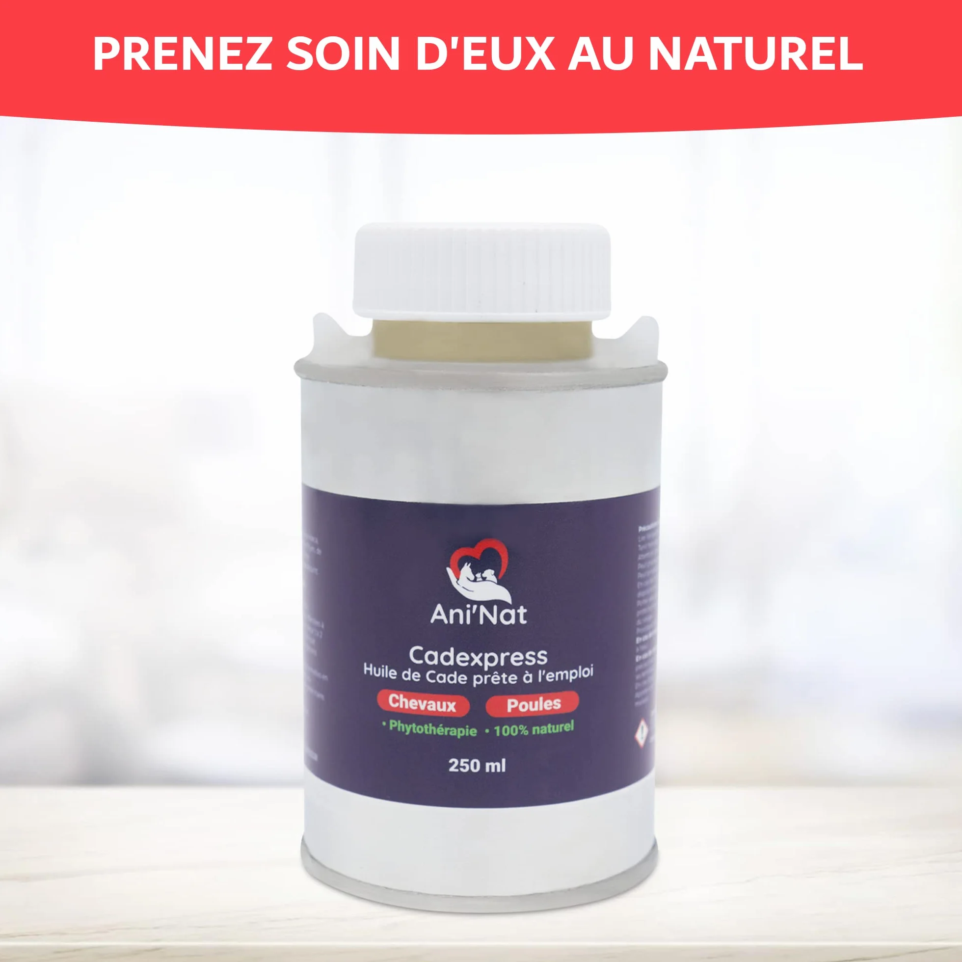 AniNat CADEXPRESS Huile de Cade prête à l'emploi - Soin des Pattes des Poules, Sabots Chevaux - Pot 250ml