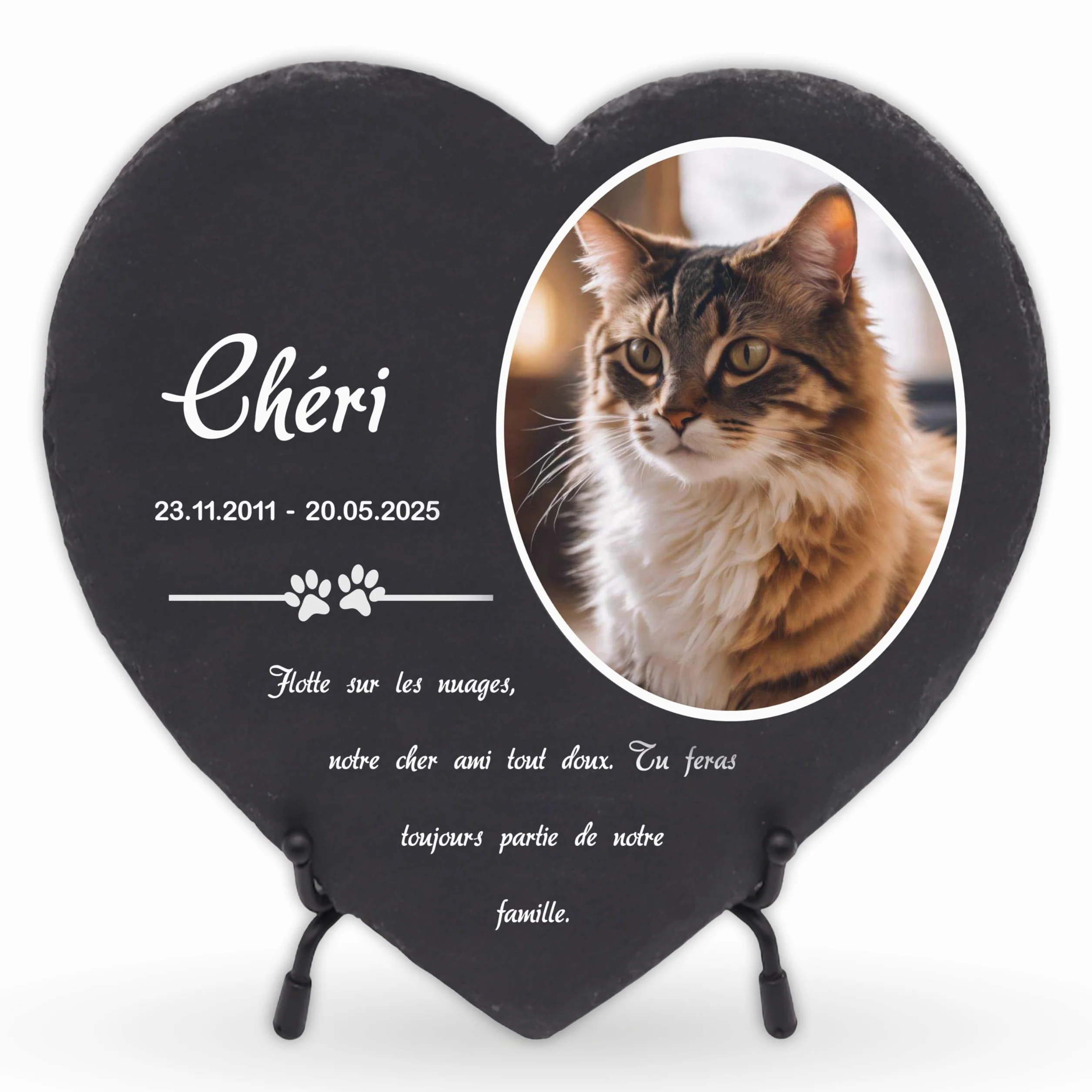 Plaque funéraire personnalisée pour Chien et Chat - Ardoise gravée Pierre tombale Animaux