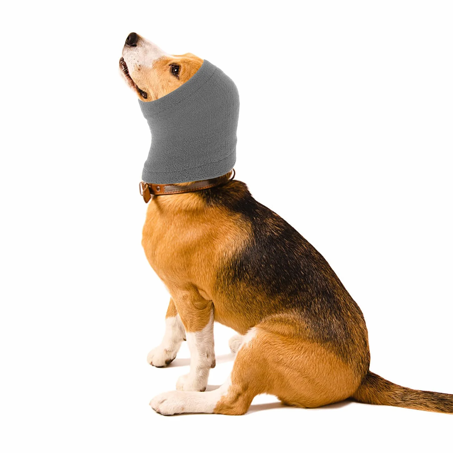 Cobee Tour de cou et oreilles pour chien pour le confort et l'anxiété, toilettage et réduction du bruit, cache-oreilles apaisant pour animal domestique (taille S, gris)