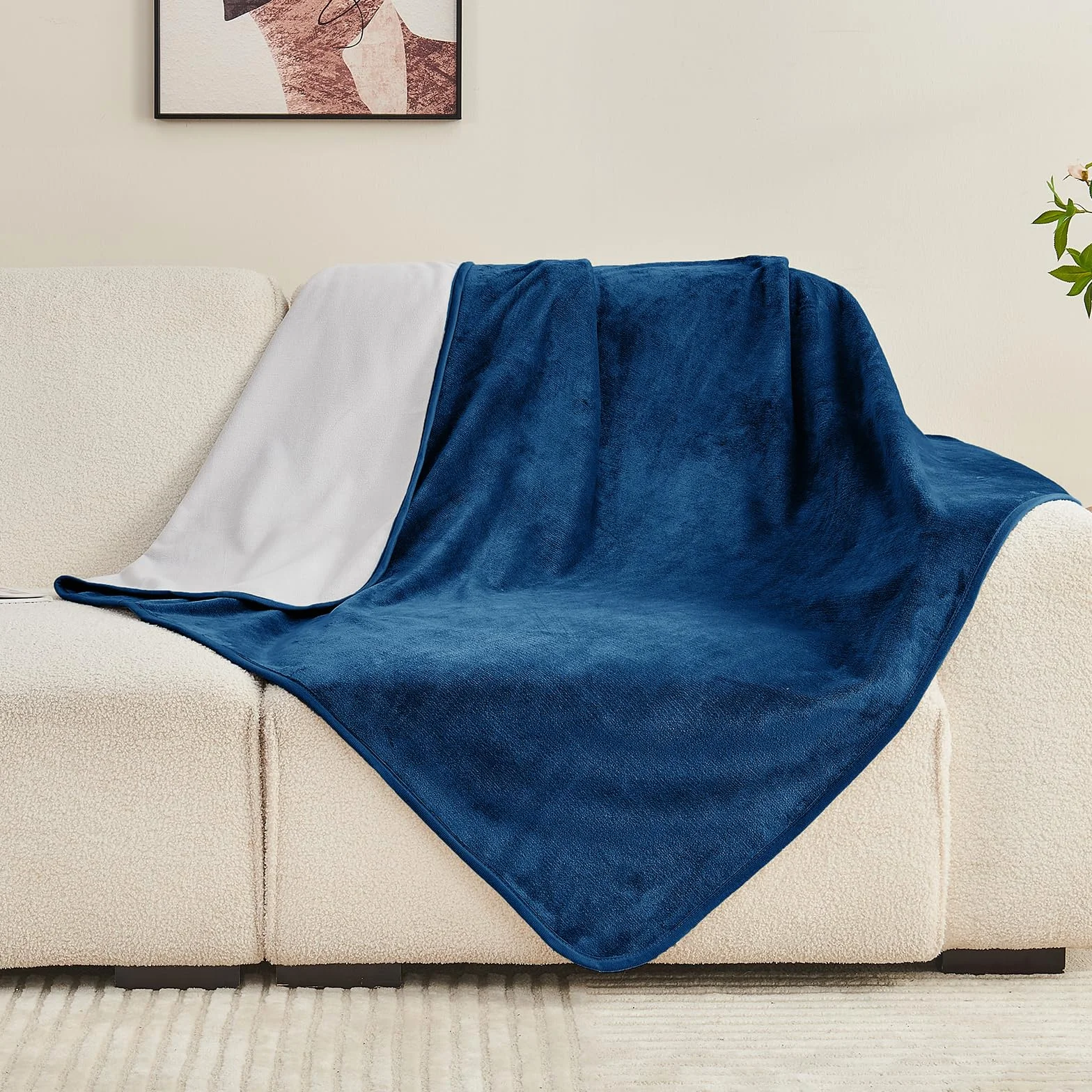 Couverture Imperméable 101x152cm pour Adultes, Protège-Matelas Réversible pour Animaux, Bleu Marine/Gris Clair