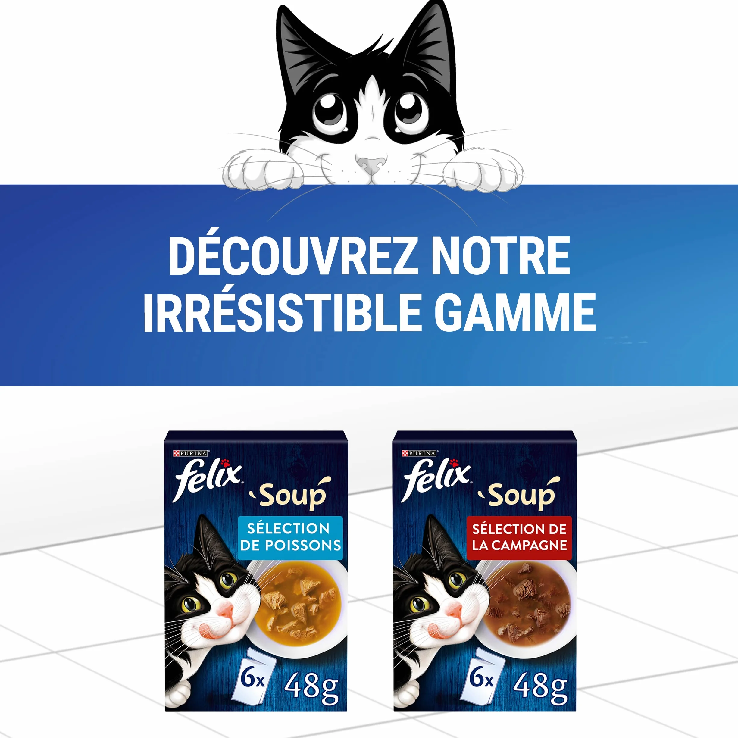 Felix Soup Original Au Poisson Cabillaud Thon Carrelet Sachet Fraîcheur Lot 8x 6x48g Aliment Humide Chat Adulte
