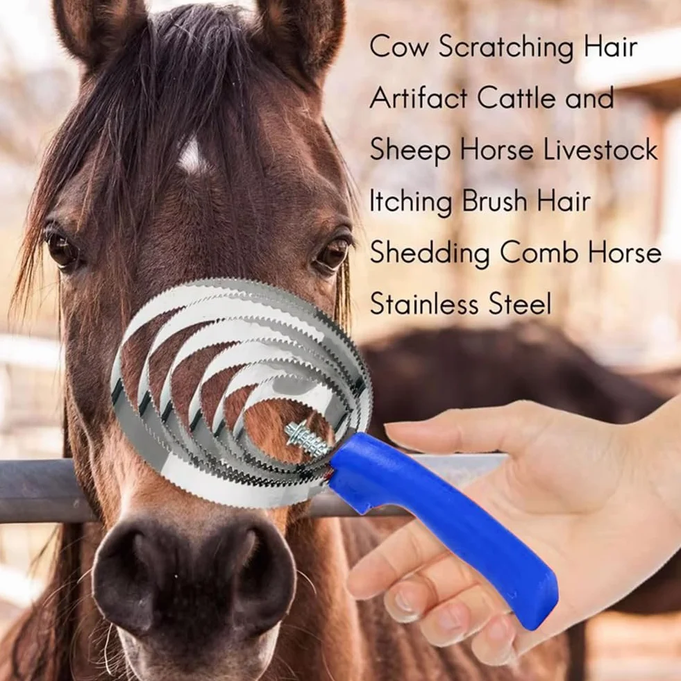 Peigne Curry Cheval Double Face en Acier Inoxydable pour Chevaux Moutons Bovins