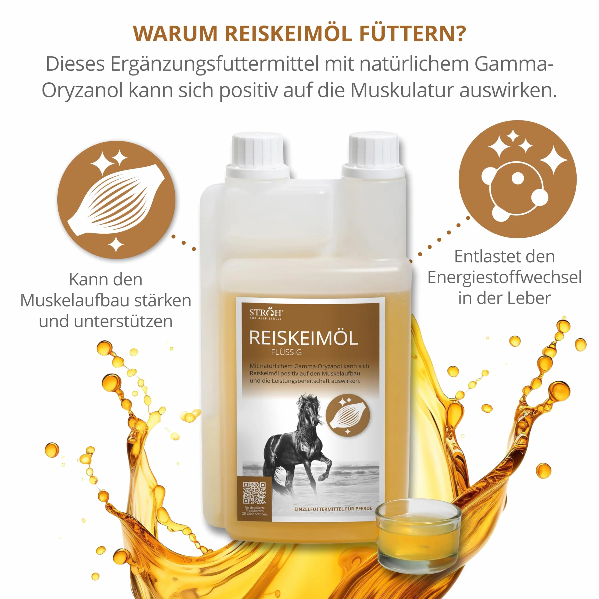 STRÖH Ecom Reiskeimöl 1L Flasche 100% Reiskeimöl Ohne Zusätze