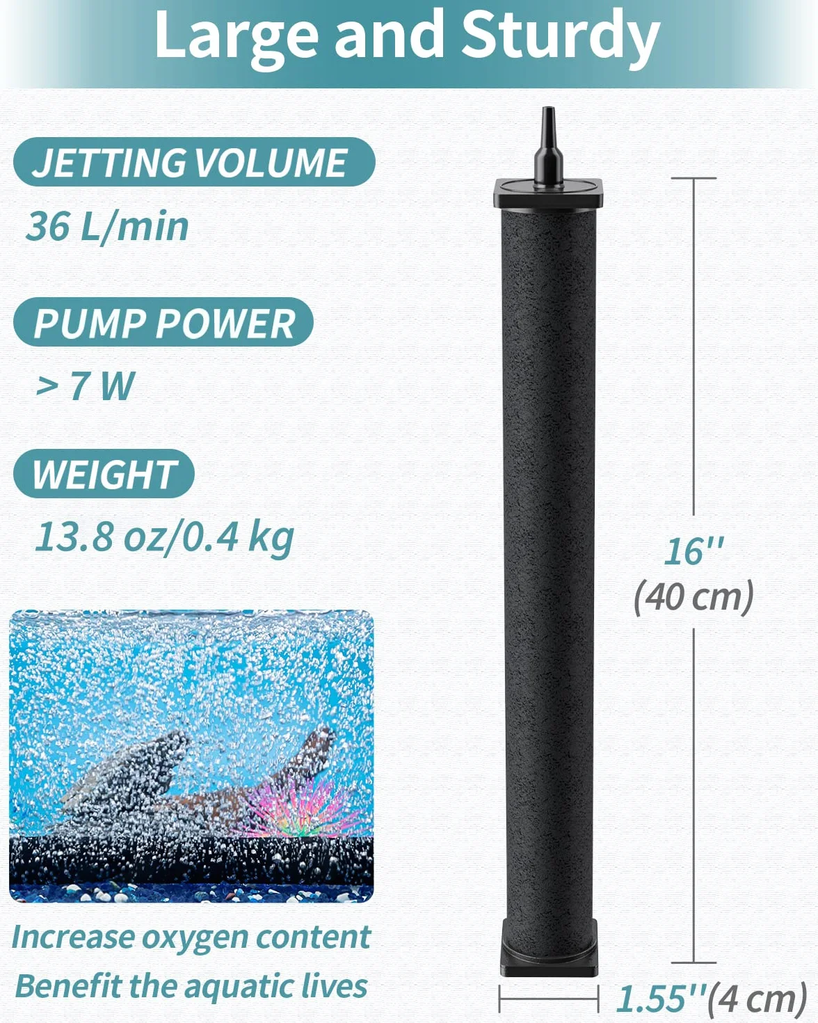 Pawfly 40 cm Cylindre de Pierre à Air pour Diffuseur de Bulles Grand Aquarium Étang Extérieur Jardin Systèmes de Circulation DWC Réservoirs, Pack de 2